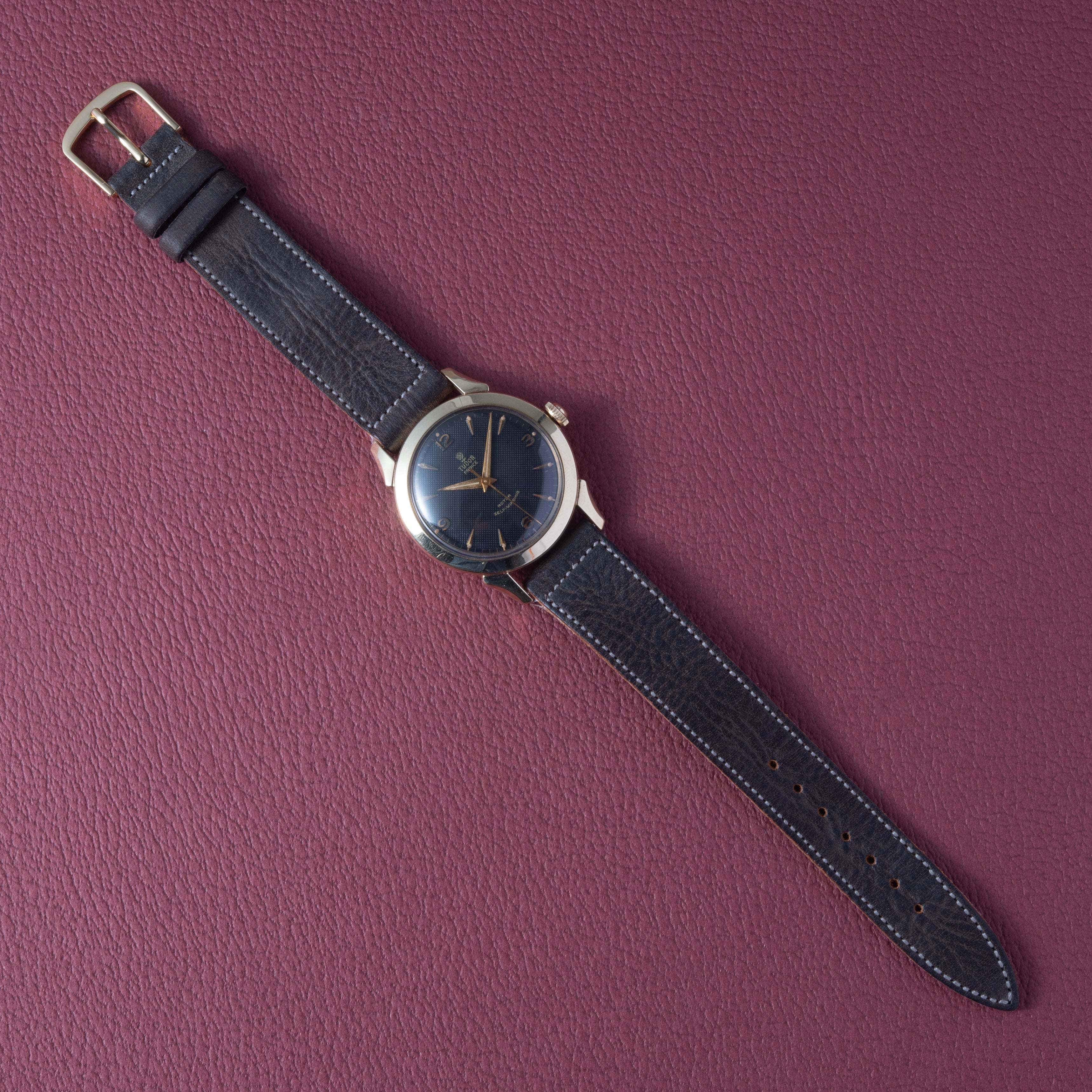 チューダー 小薔薇プリンス ブラックギョーシェダイヤル 1950年代製 自動巻き Cal.390 バタフライローター 10KGF