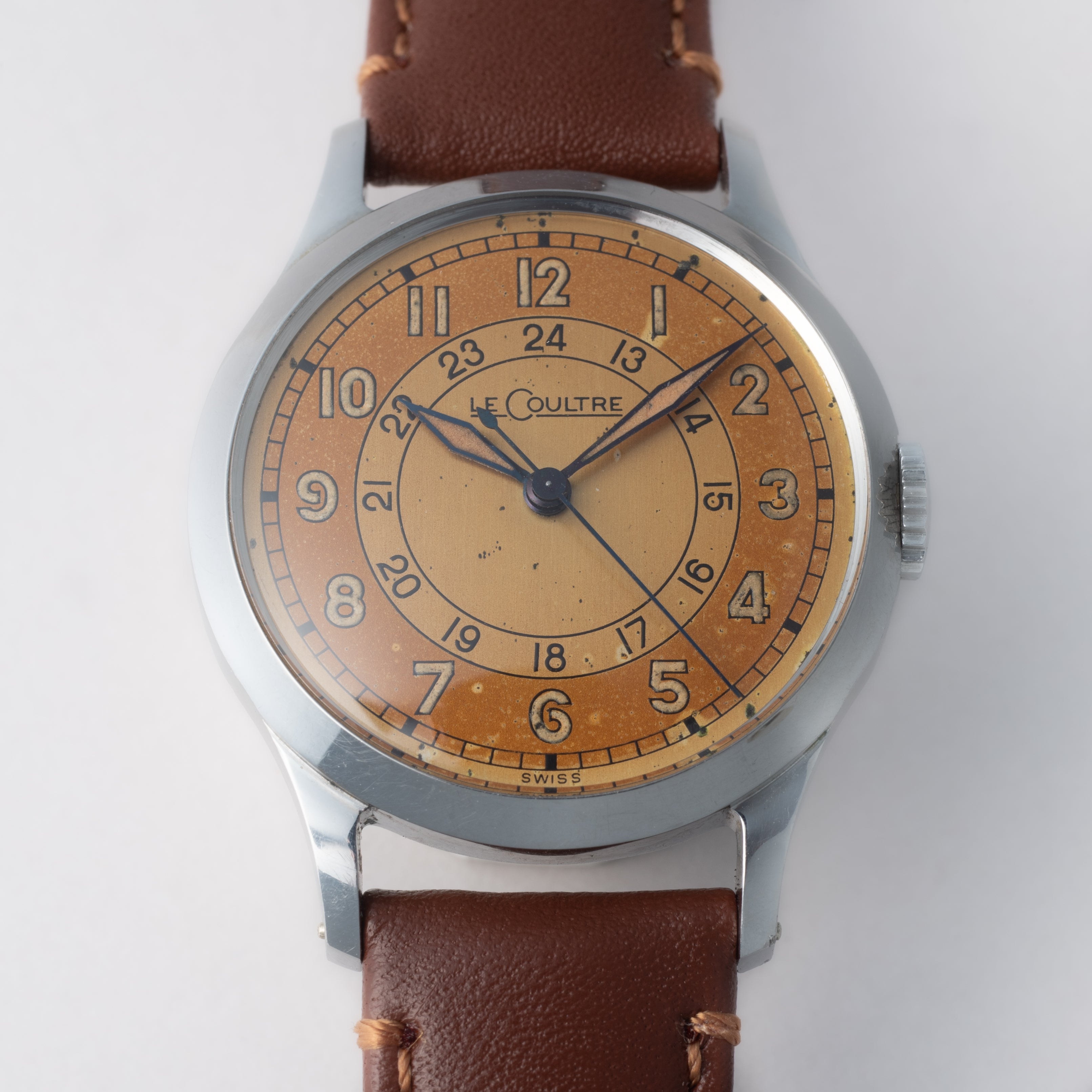 ルクルト 1940年代製 ラウンド アヴィエイタータイプ 24時間表記 手巻き Cal.450/2A