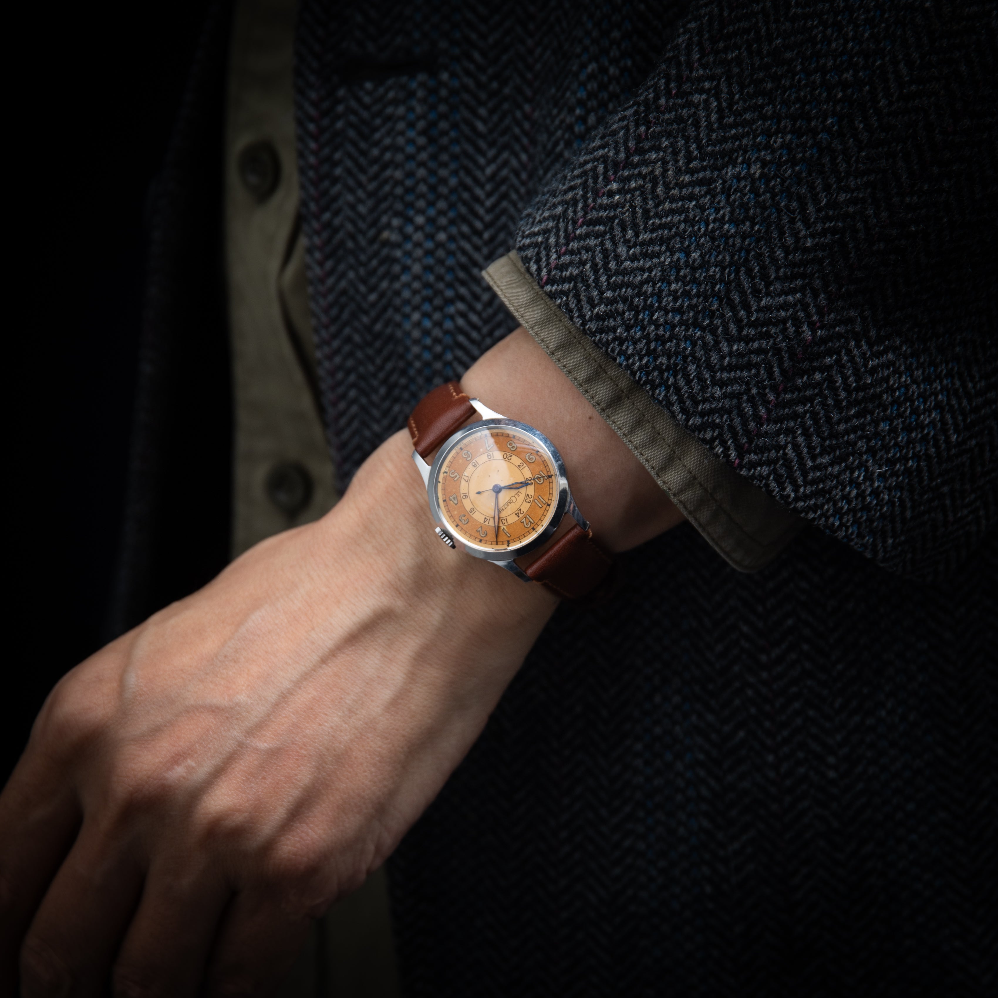 ルクルト 1940年代製 ラウンド アヴィエイタータイプ 24時間表記 手巻き Cal.450/2A