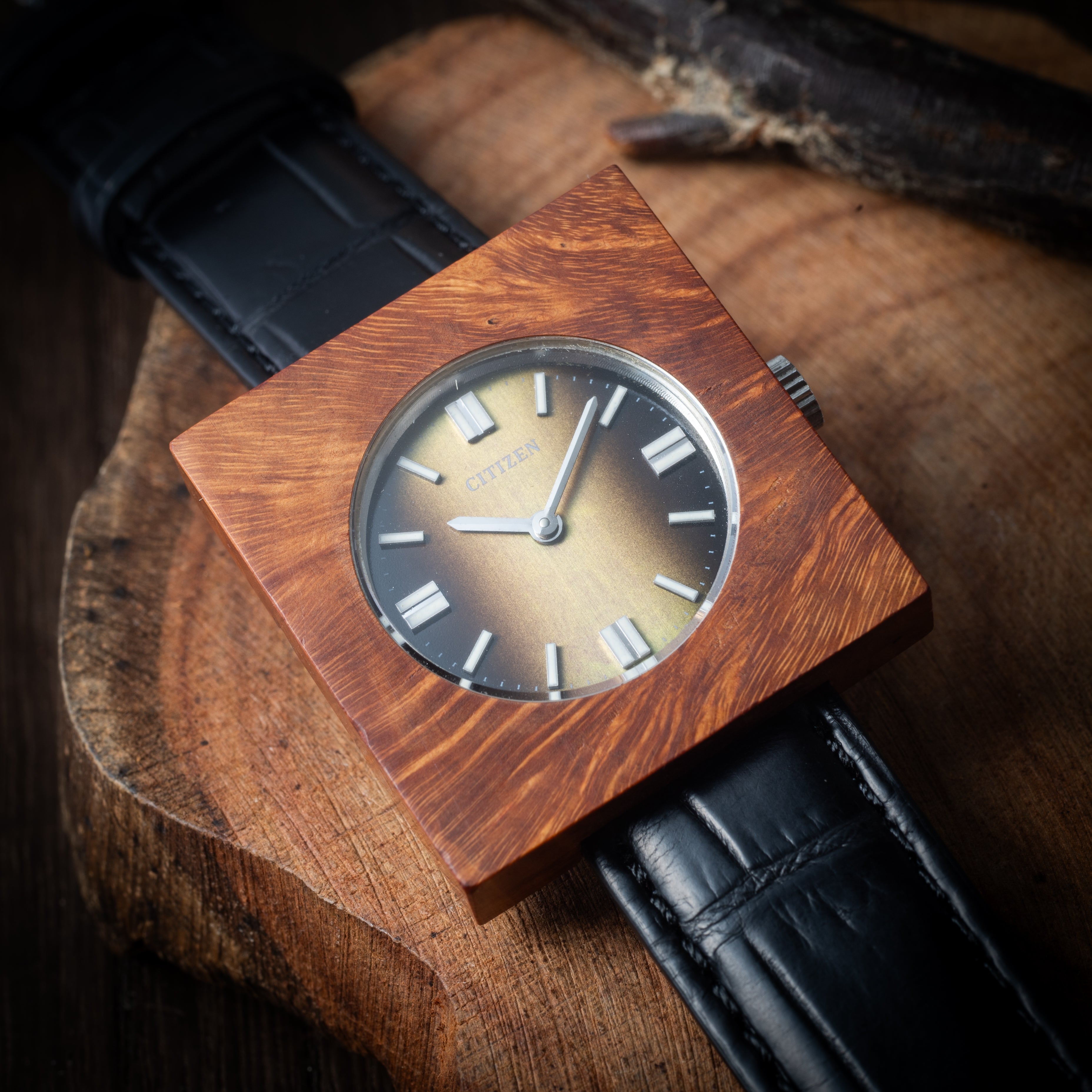 シチズン アフロクラフト木製ケース 1973年製 手巻 未使用品
