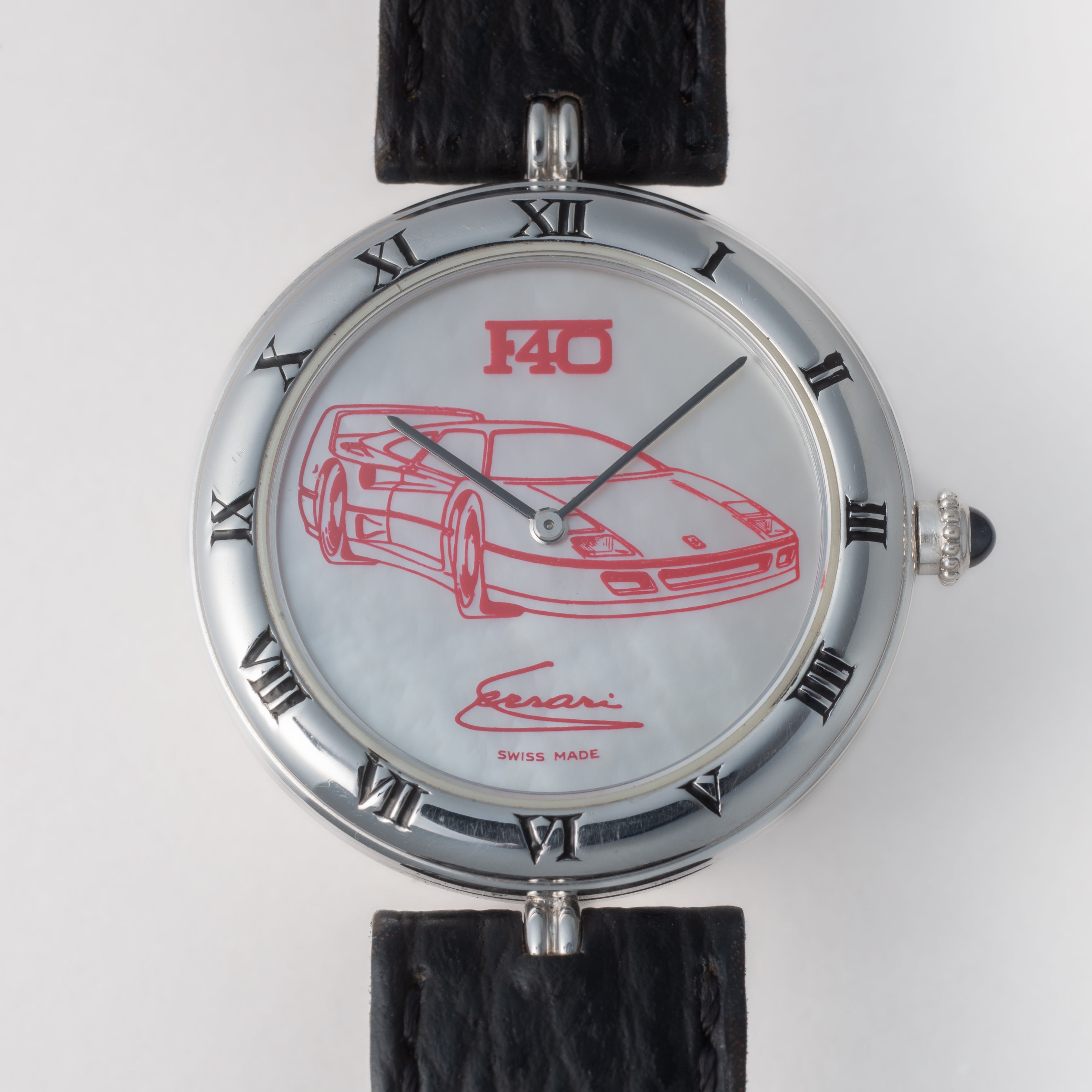 ジェラルド・ジェンタ 18金無垢ホワイトゴールド フェラーリF40 1987発売 手巻 シェルダイヤル