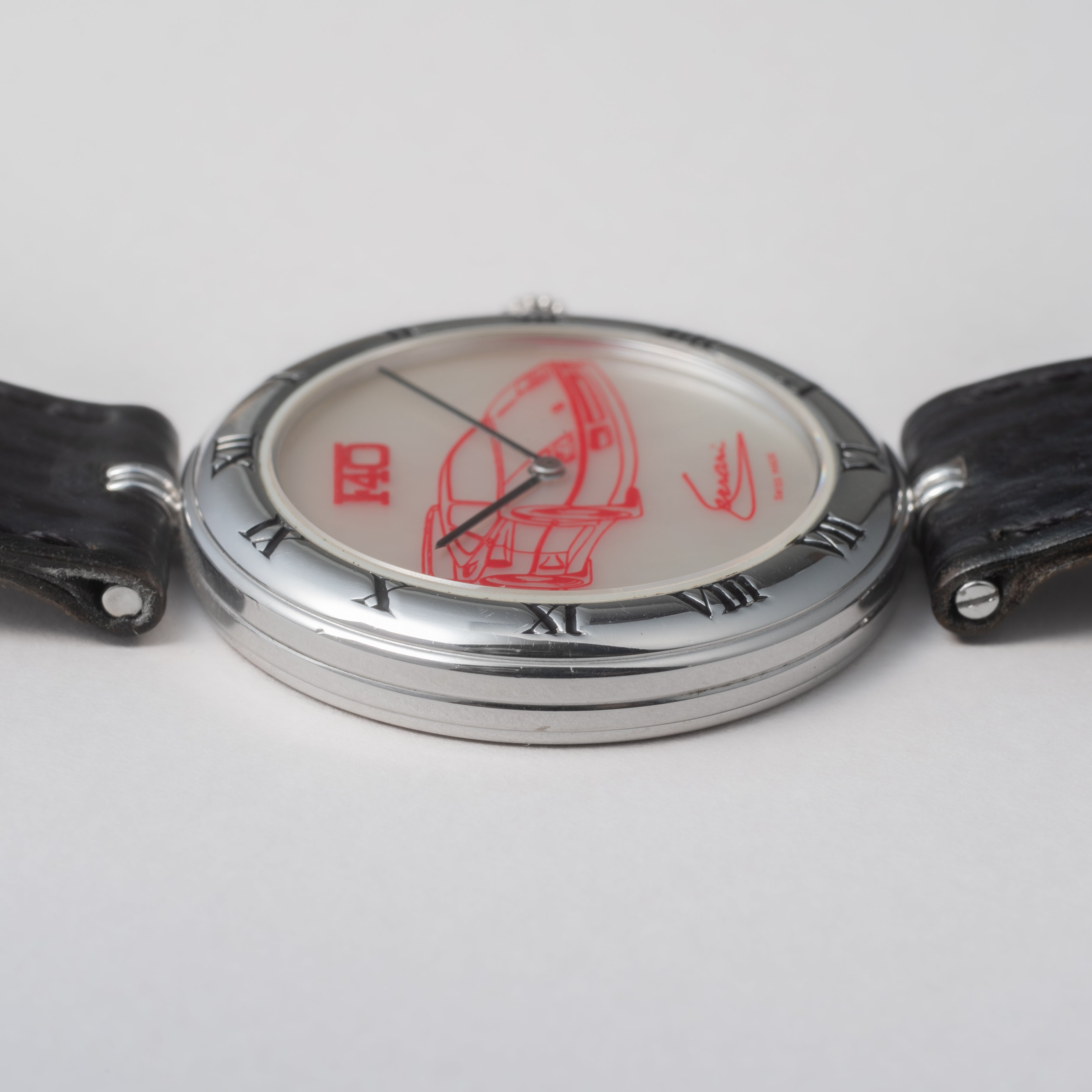 ジェラルド・ジェンタ 18金無垢ホワイトゴールド フェラーリF40 1987発売 手巻 シェルダイヤル