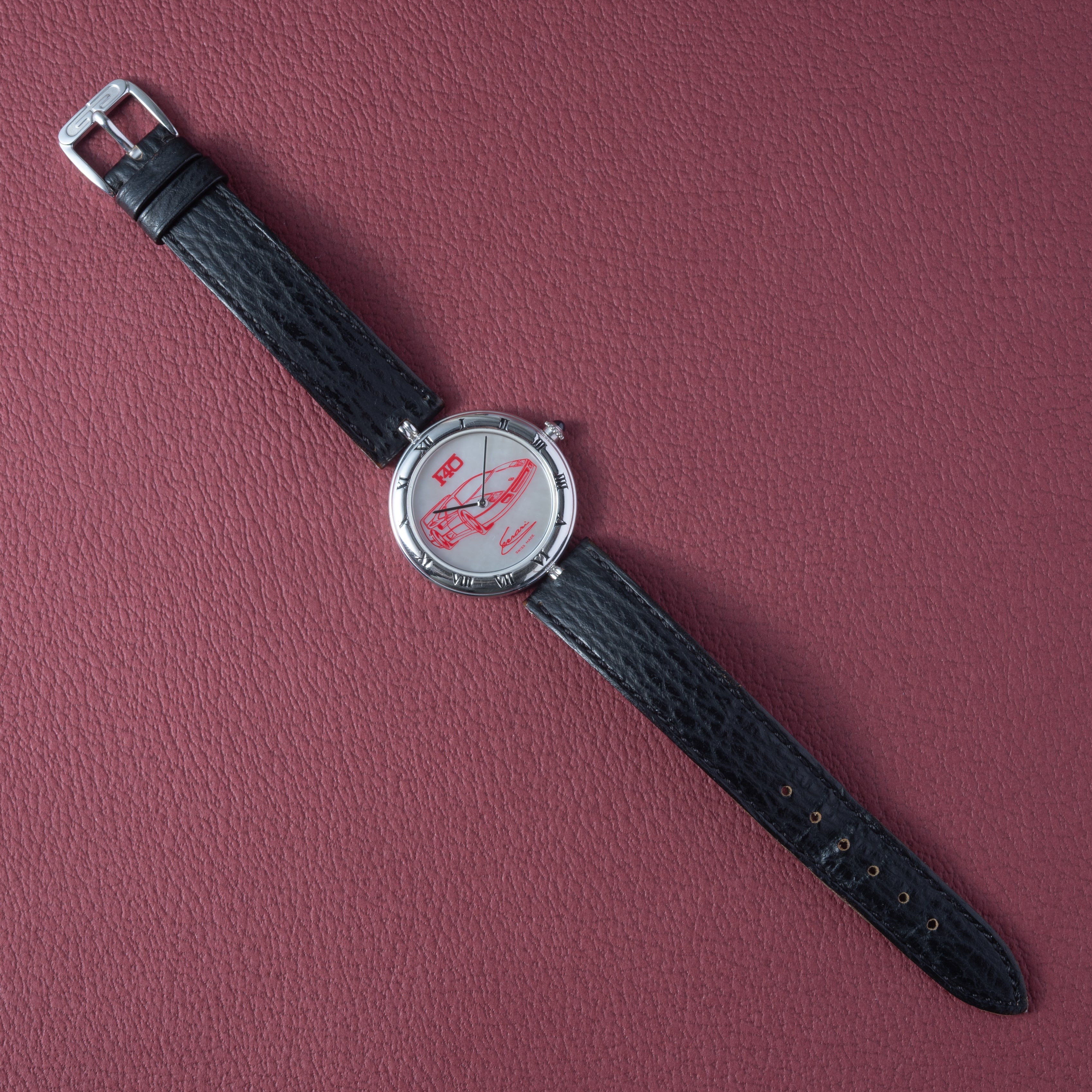 ジェラルド・ジェンタ 18金無垢ホワイトゴールド フェラーリF40 1987発売 手巻 シェルダイヤル