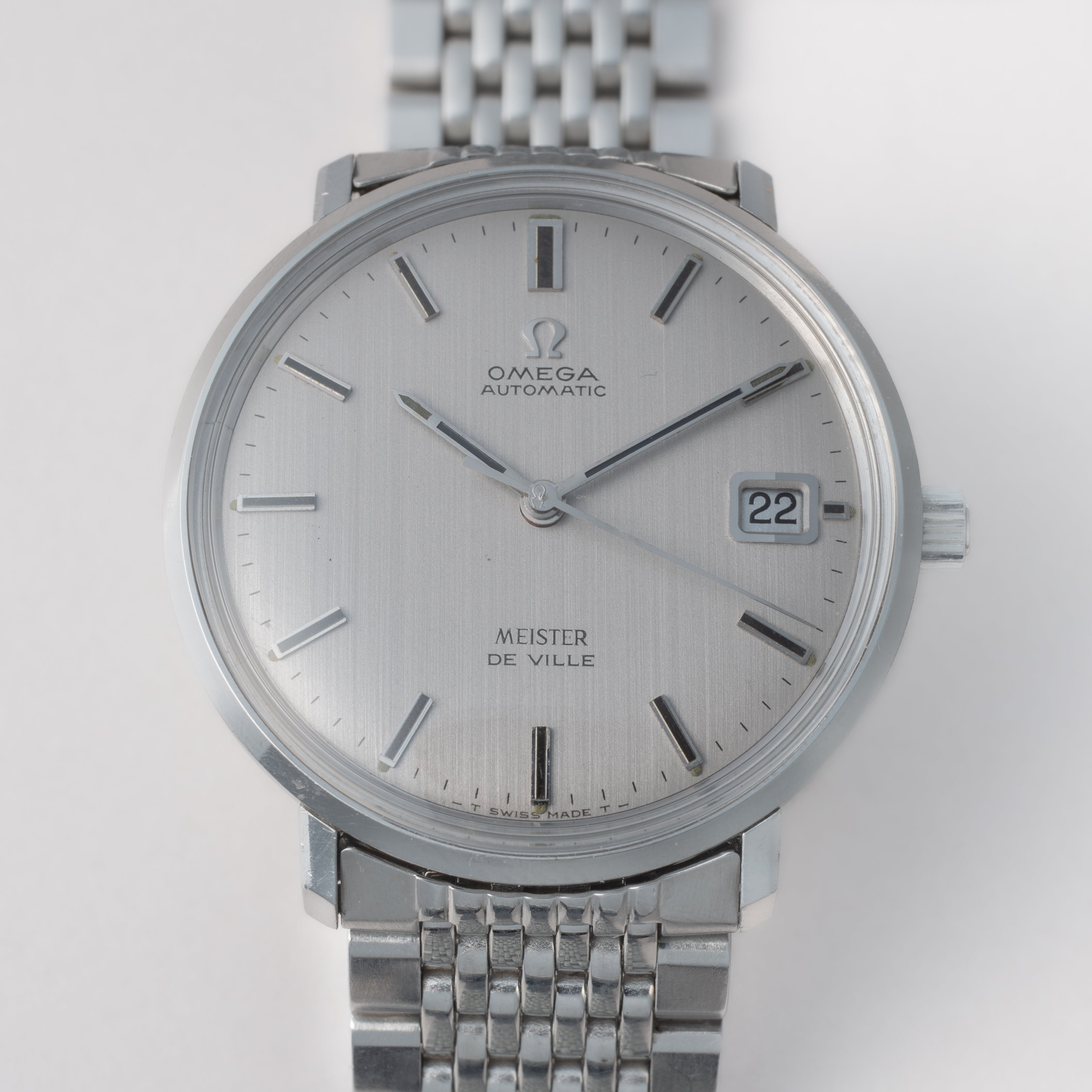 オメガ マイスター Wネーム グレーダイヤル 1969年製 ブレス付き