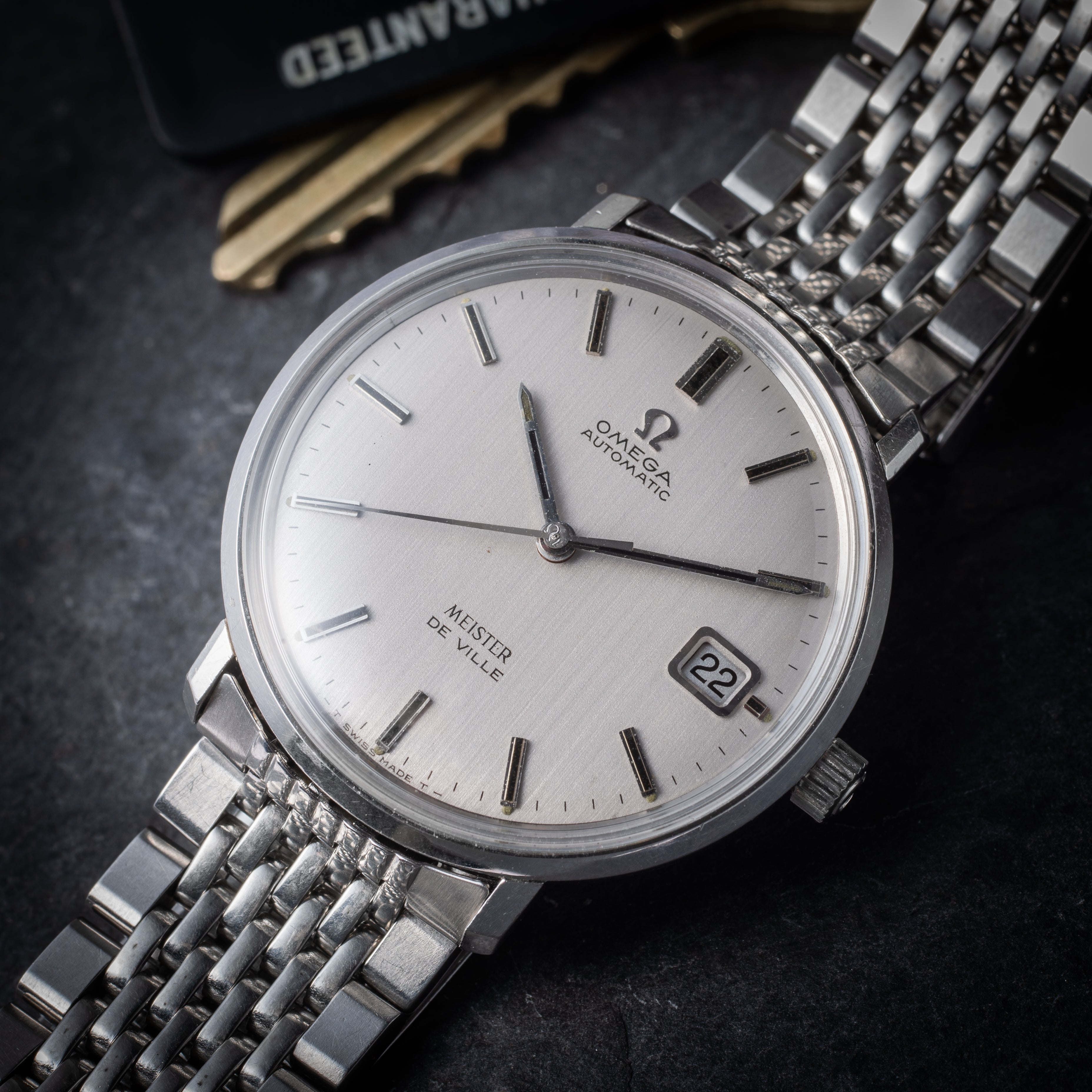 オメガ マイスター Wネーム グレーダイヤル 1969年製 ブレス付き