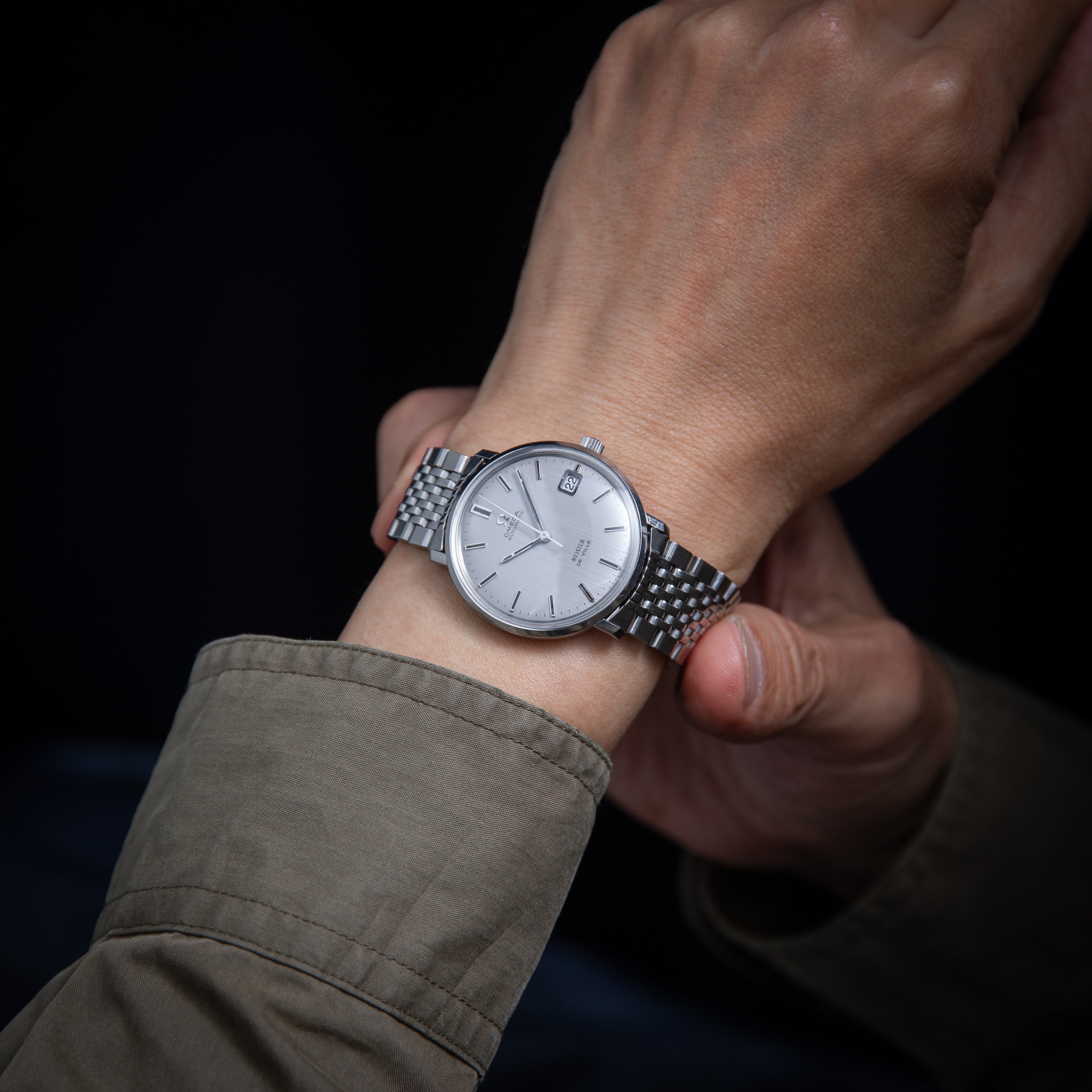 オメガ マイスター Wネーム グレーダイヤル 1969年製 ブレス付き