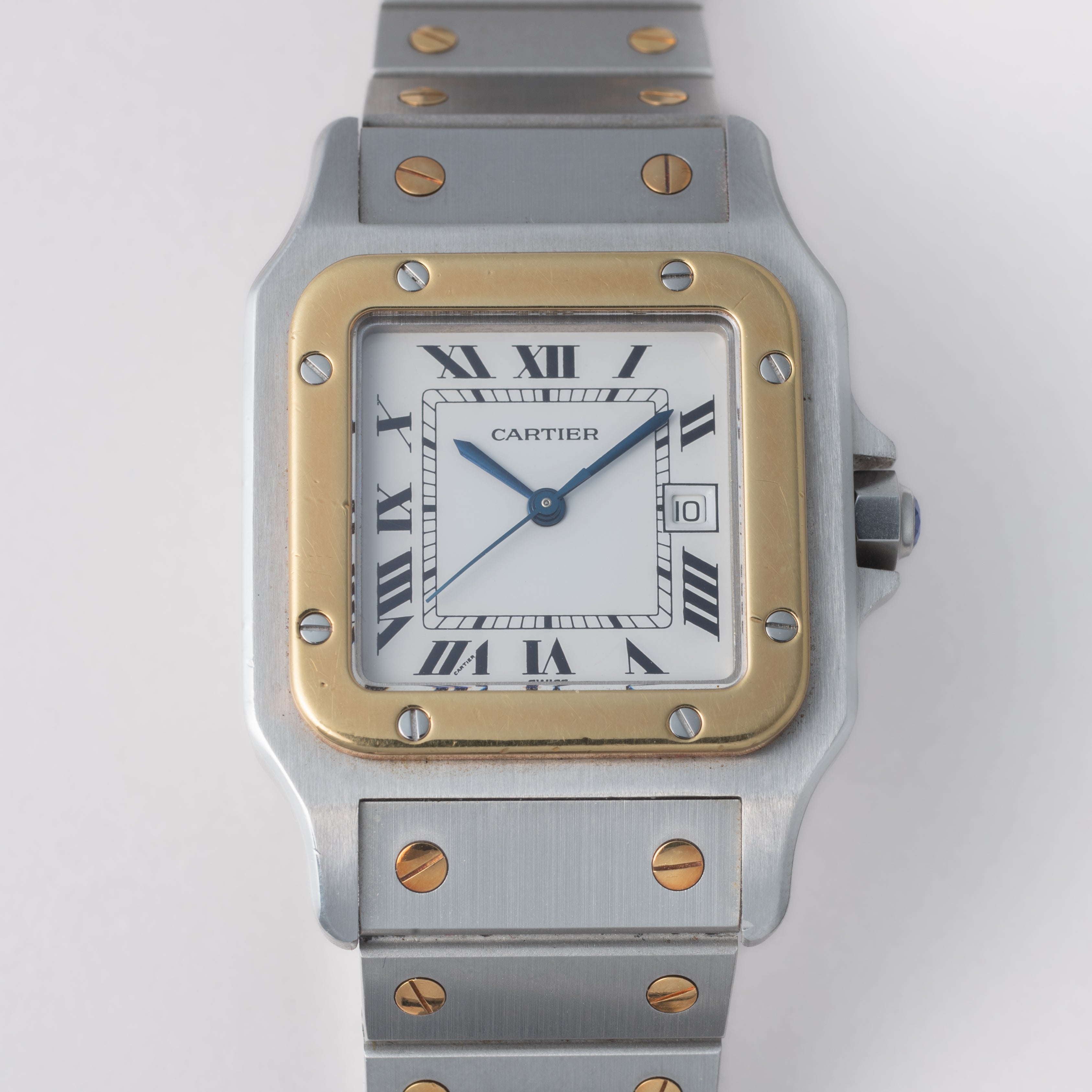 カルティエ サントス LMサイズ コンビ 自動巻き 1980年代製 ホワイトローマン