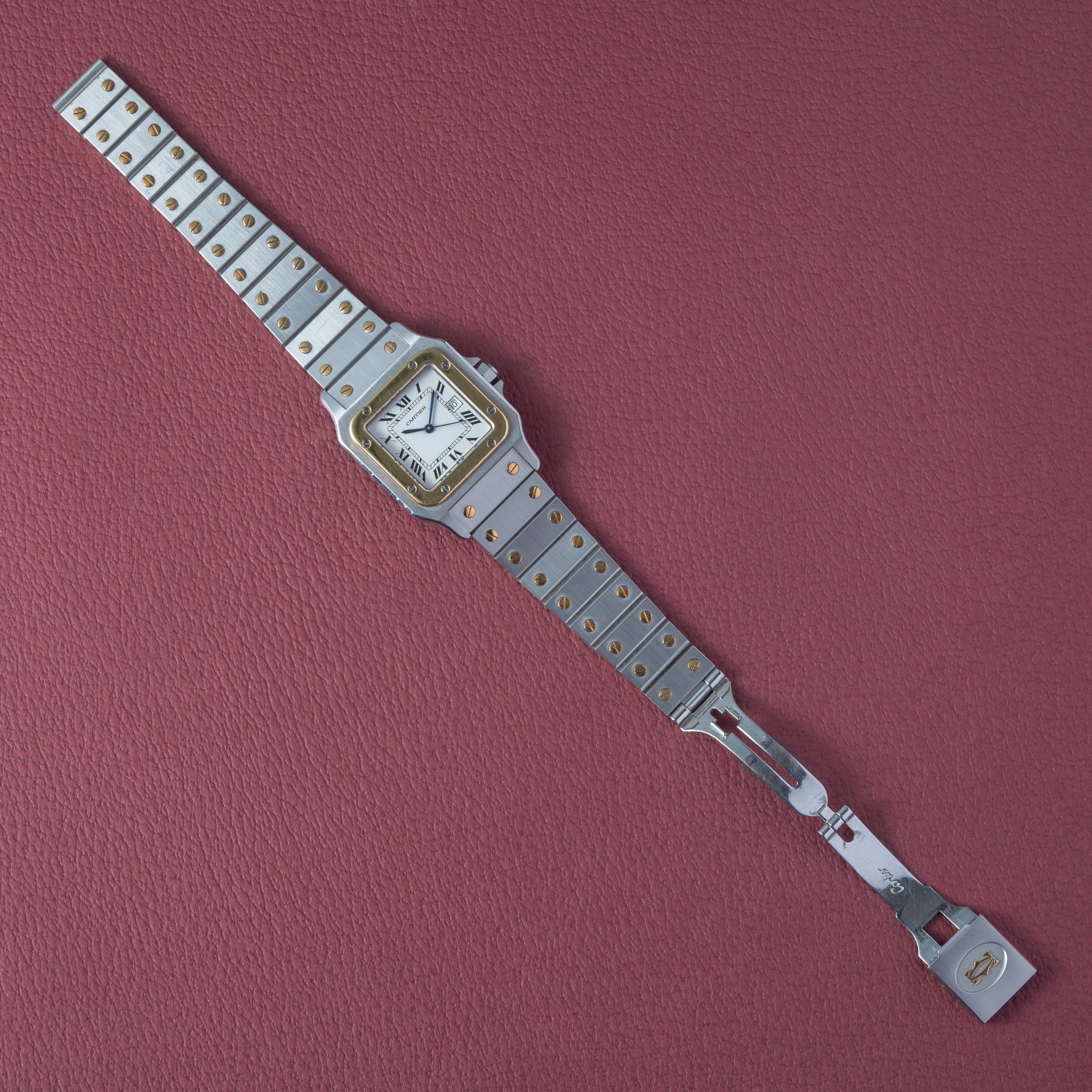 カルティエ サントス LMサイズ コンビ 自動巻き 1980年代製 ホワイトローマン