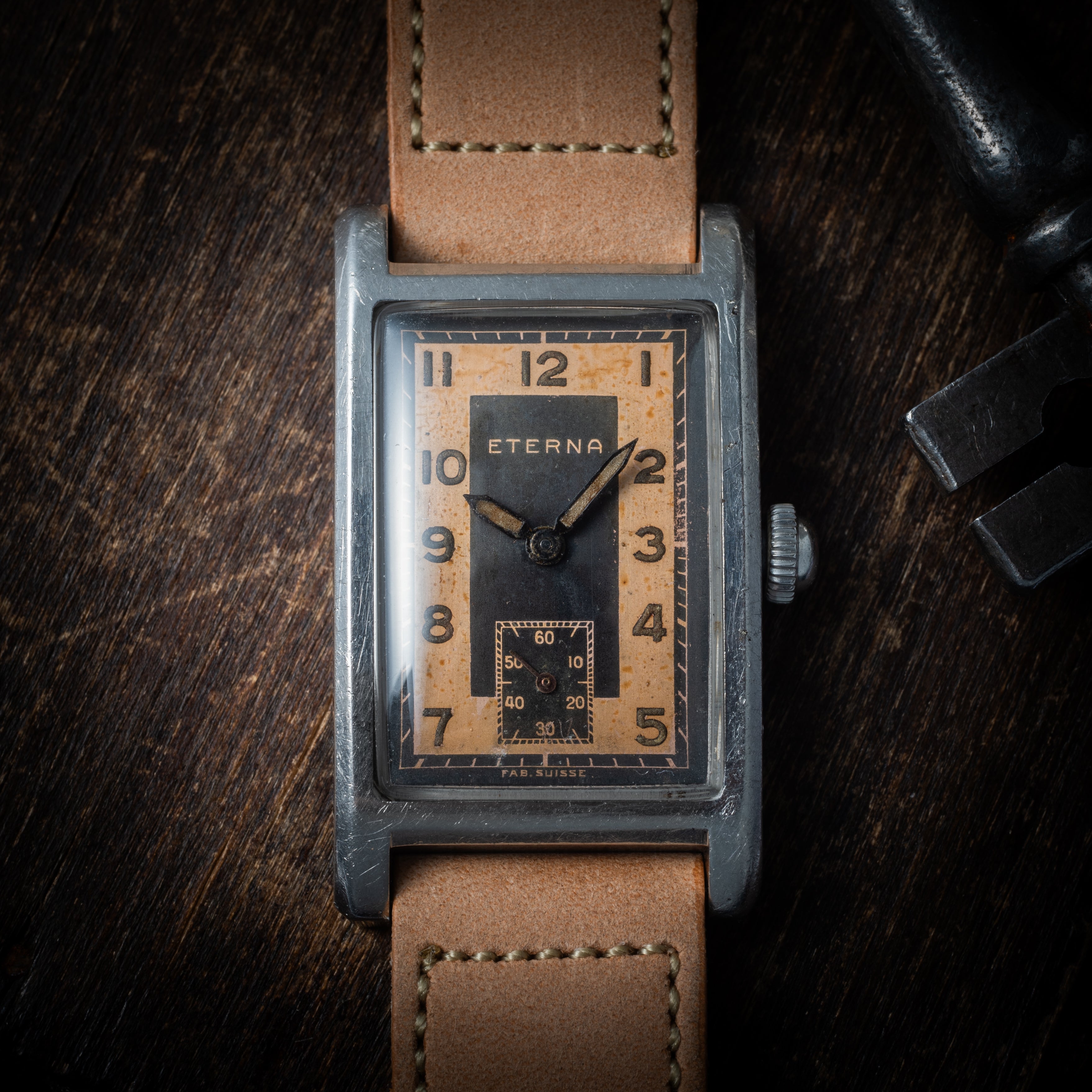 エテルナ レクタングル クラムシェルケース 1940年代製 手巻き ツートンダイヤル