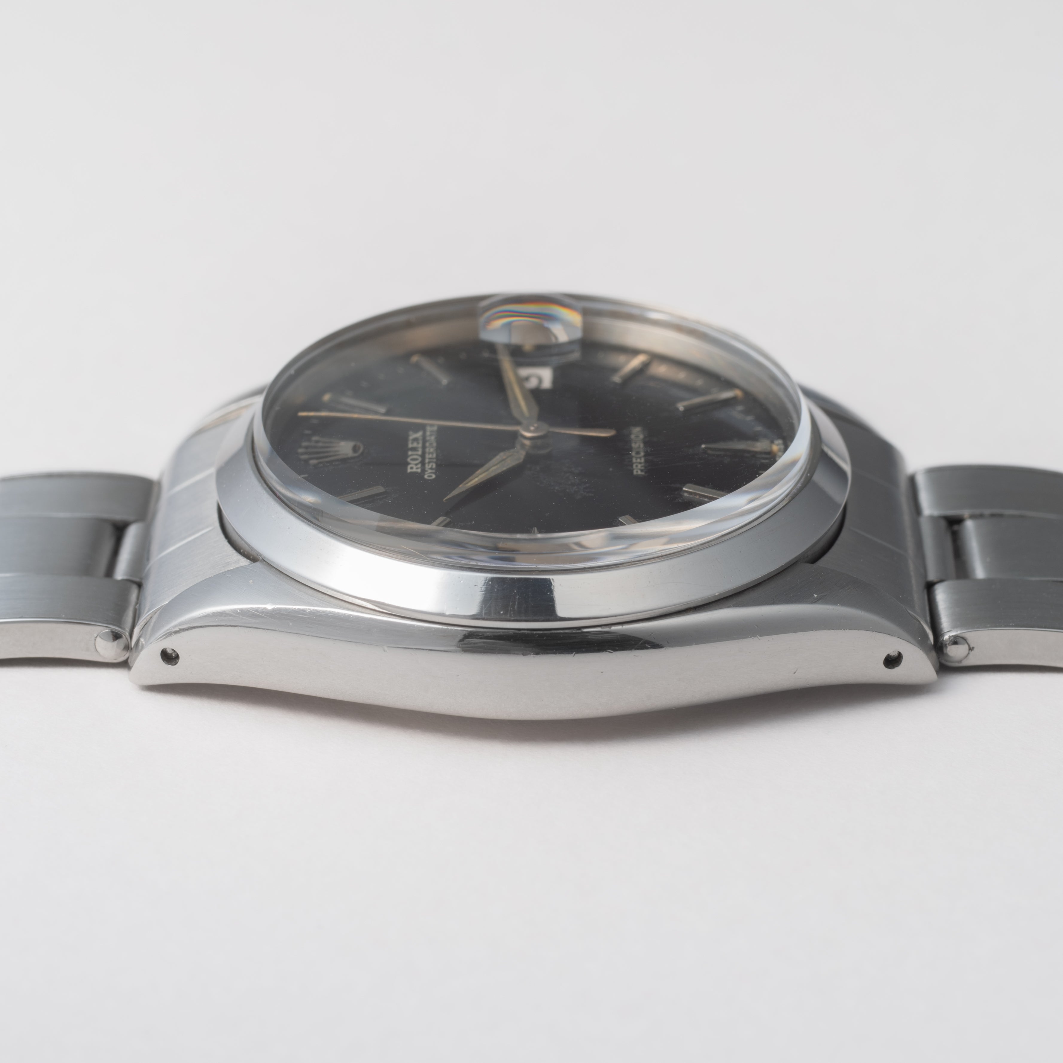 ロレックス オイスターデイト 1964年製 Ref.6694 ブラックミラーダイヤル 純正リベットブレス