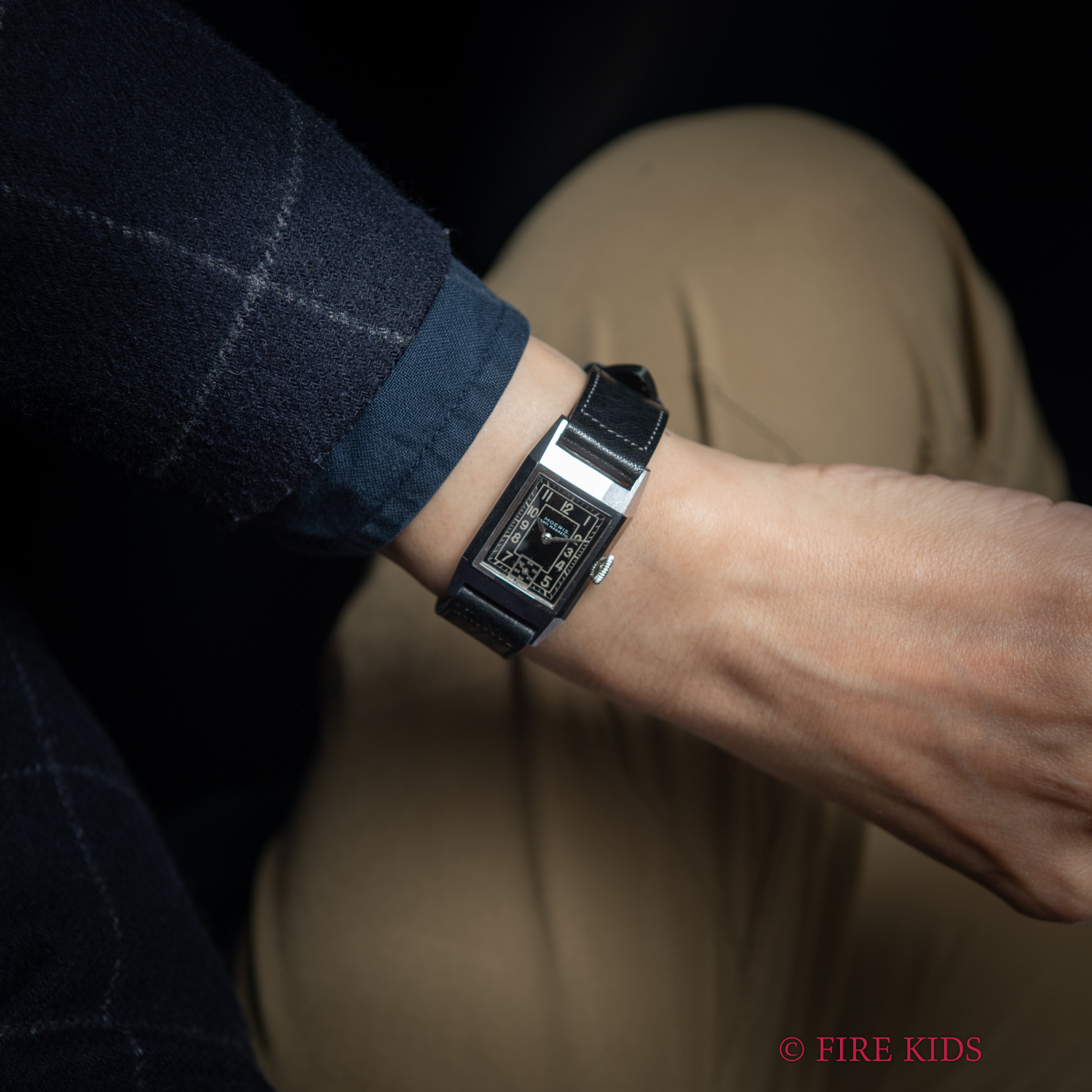 モーリス レクタンギュラー 手巻き 1940年代 ブラックアラビアダイヤル