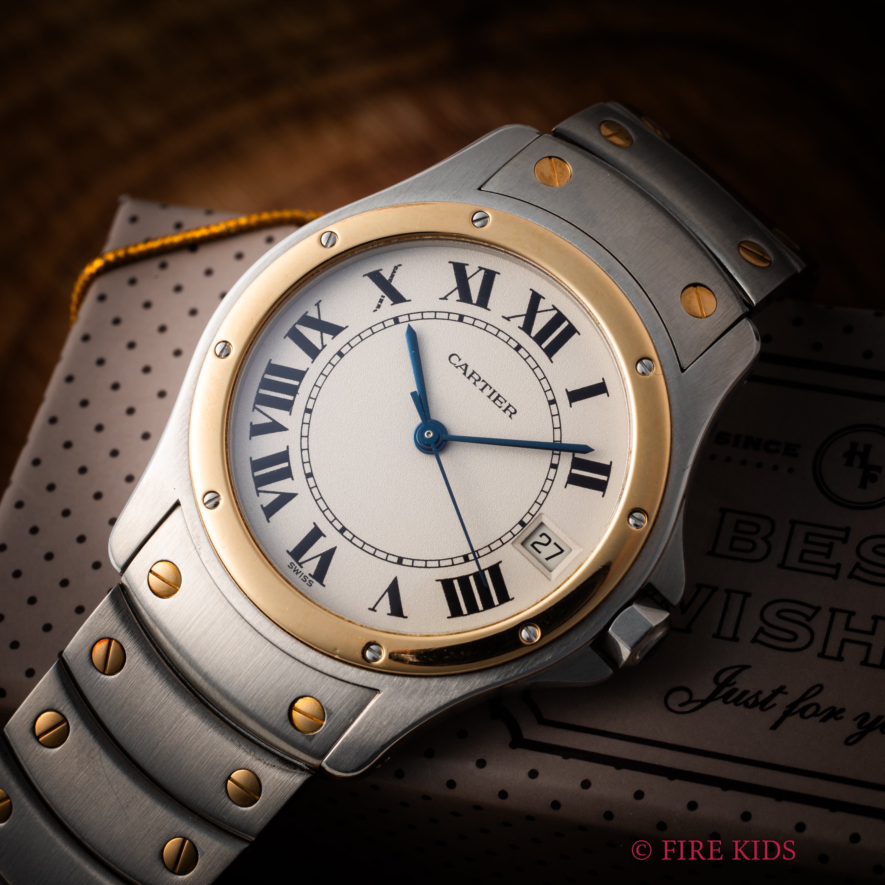 カルティエ サントス ロンド コンビ LMサイズ 1990年代製 自動巻き 箱付き