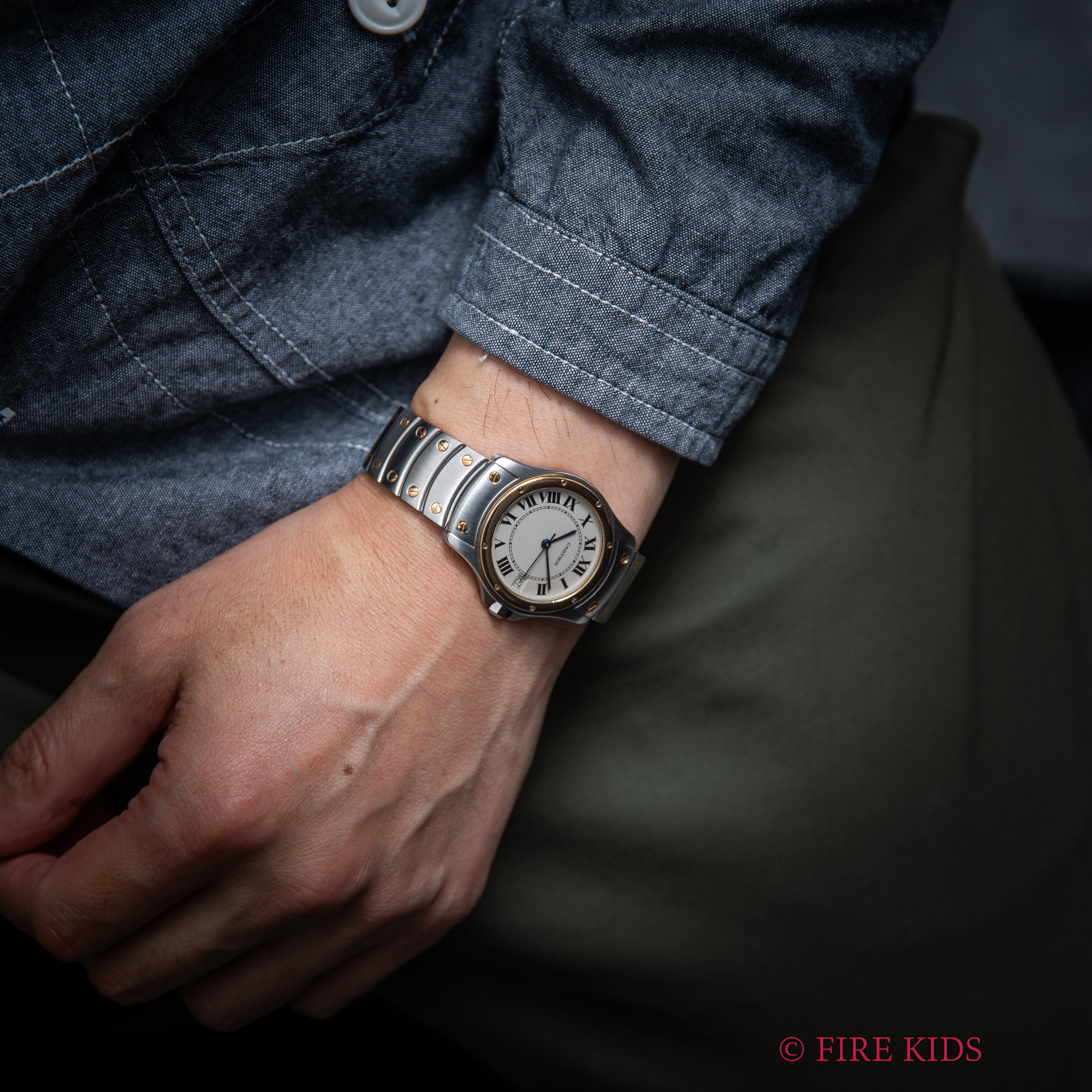 カルティエ サントス ロンド コンビ LMサイズ 1990年代製 自動巻き 箱付き