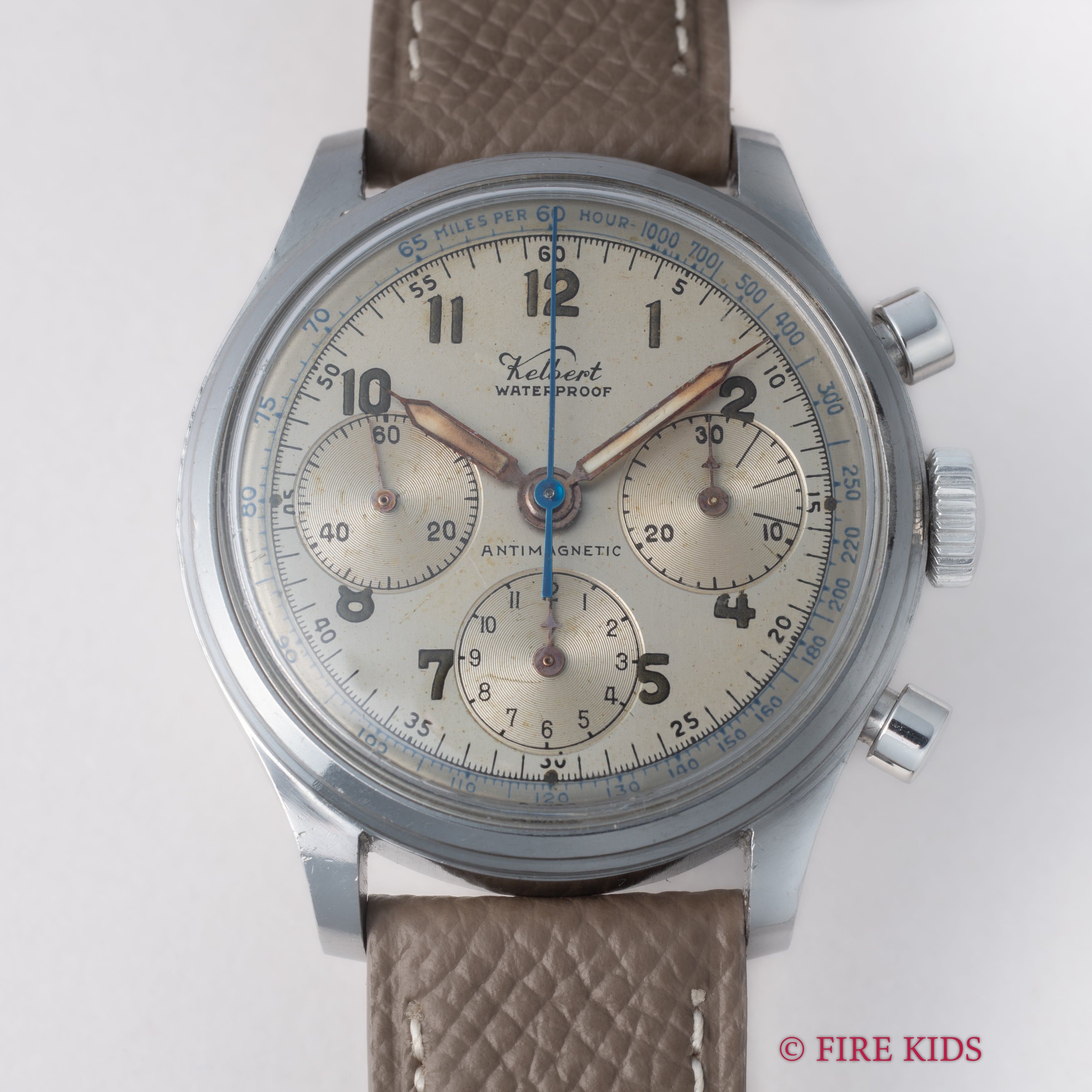 ケルバート クロノグラフ 手巻き 1940年代製 バルジューVZH スクリューバック ラウンドプッシャー