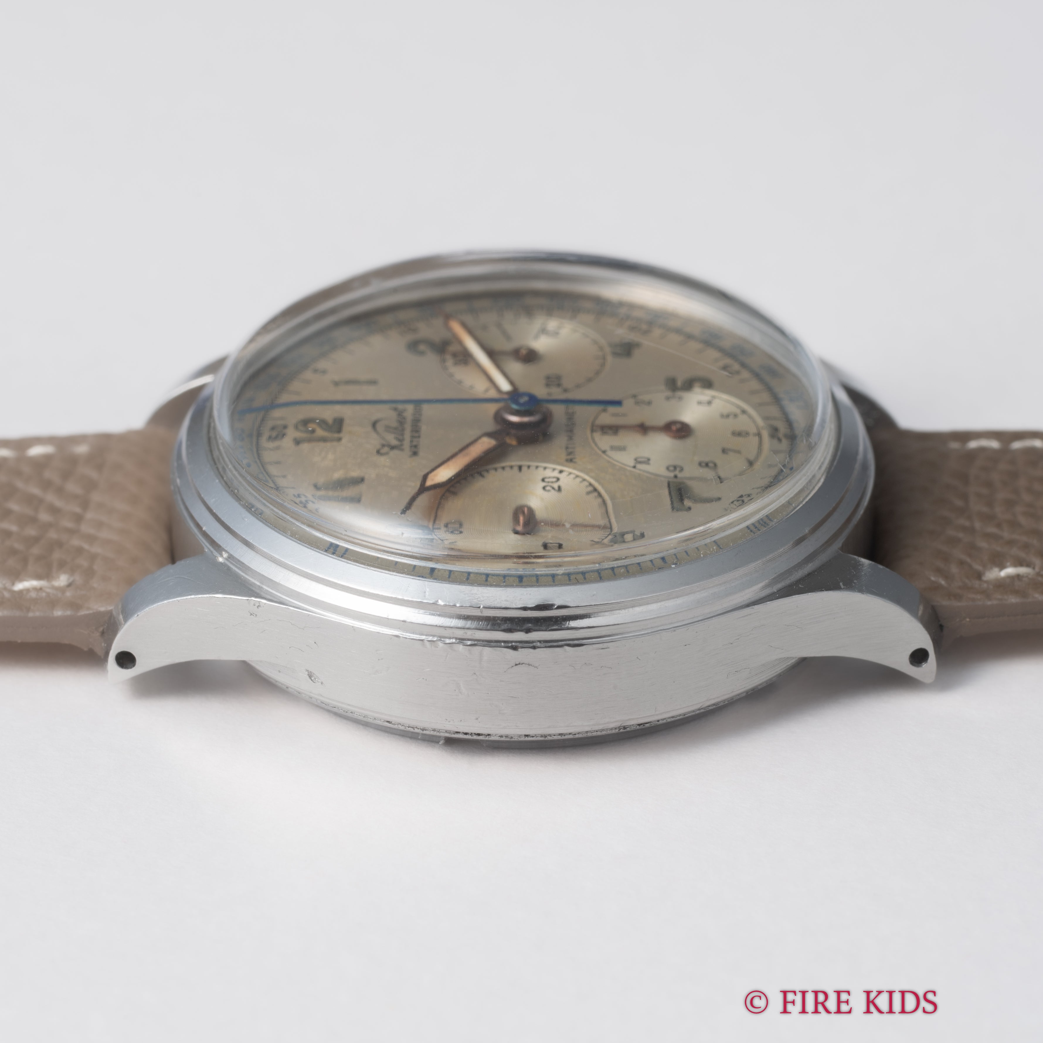 ケルバート クロノグラフ 手巻き 1940年代製 バルジューVZH スクリューバック ラウンドプッシャー