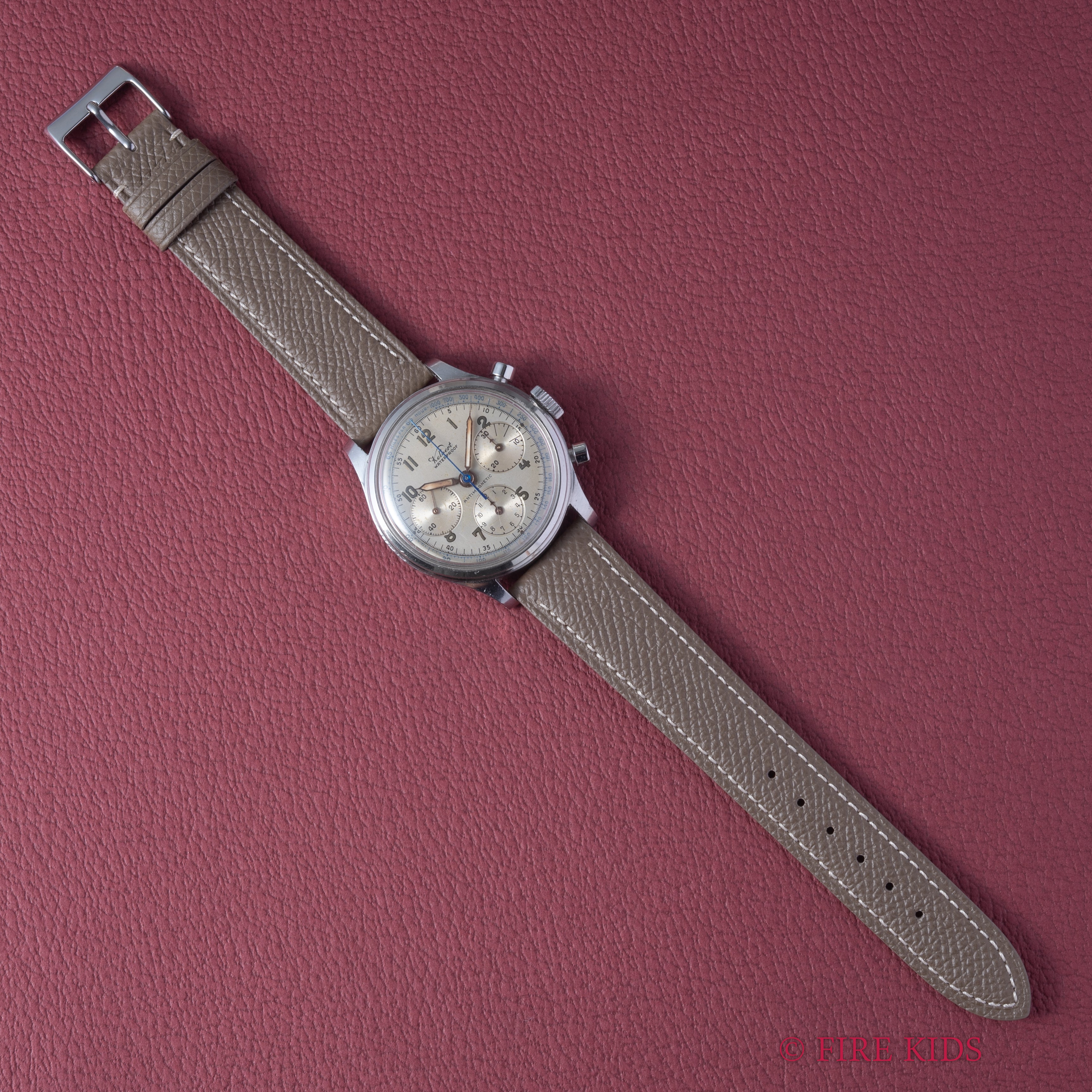 ケルバート クロノグラフ 手巻き 1940年代製 バルジューVZH スクリューバック ラウンドプッシャー