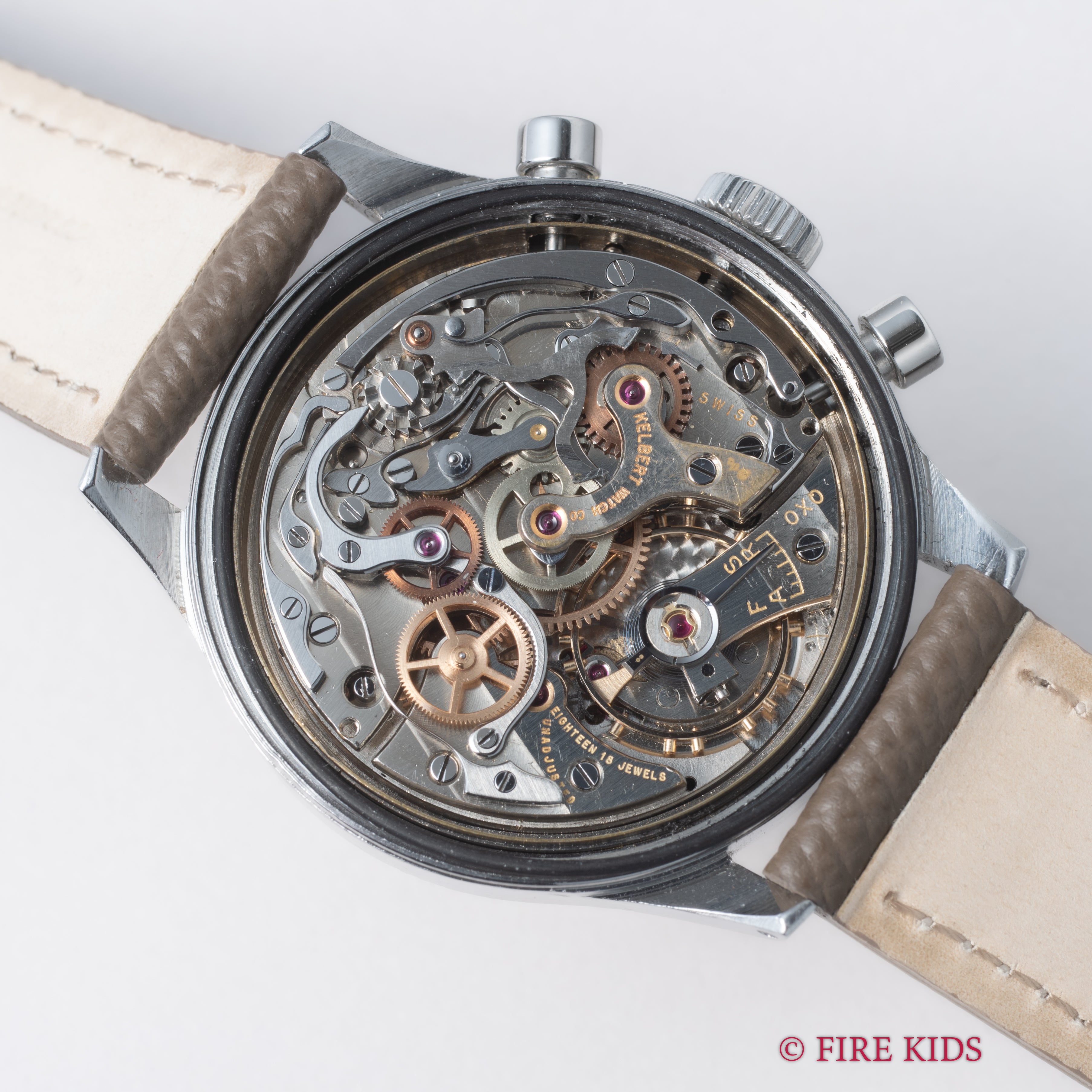 ケルバート クロノグラフ 手巻き 1940年代製 バルジューVZH スクリューバック ラウンドプッシャー