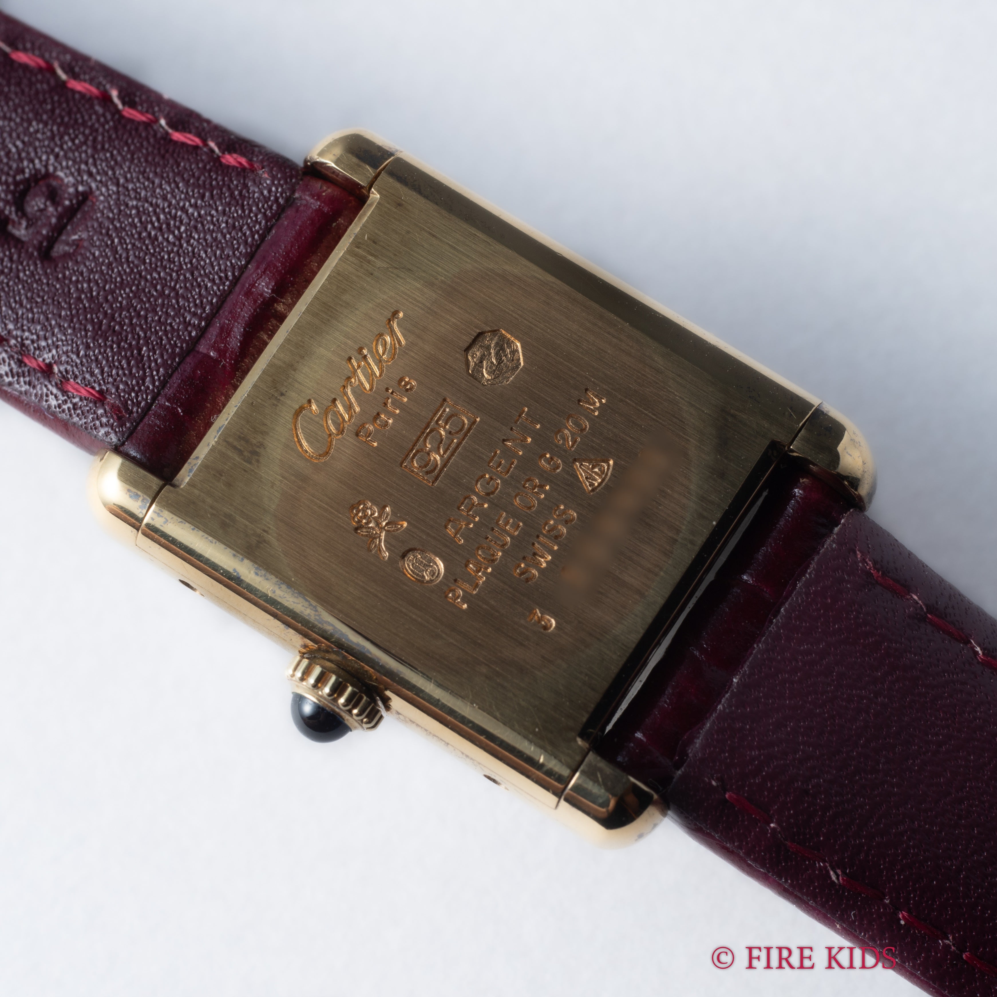 カルティエ マストタンク SMサイズ 手巻き 1980年代製 ボルドーダイヤル 純正尾錠付き