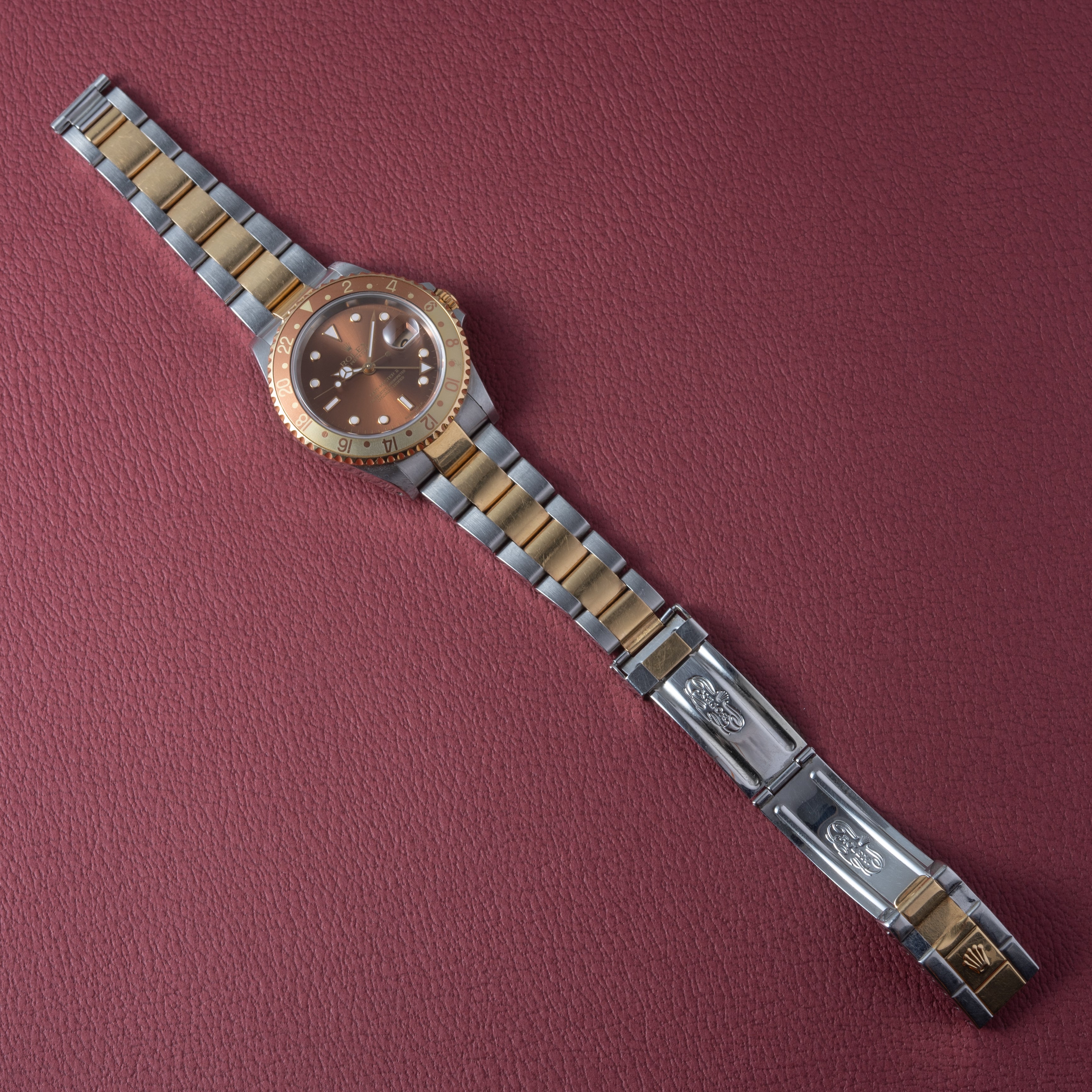 ロレックス GMTマスターⅡコンビ 2002年製 Ref.16713 ルートビア 3連コンビオイスターブレス