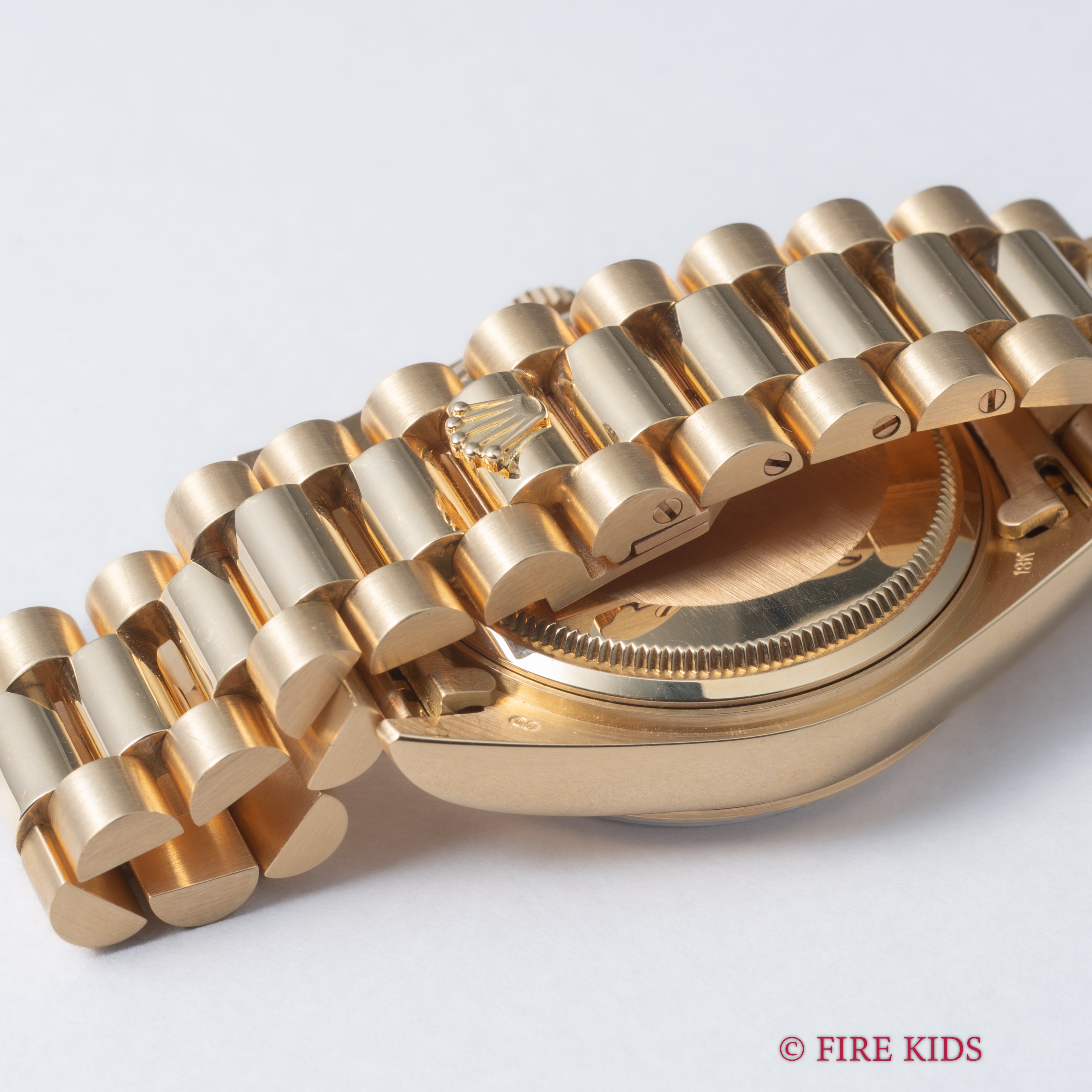 ロレックス デイデイト アンモナイトダイヤル 1986年製 Ref.18038 純正18KYGブレス ギャラ付き