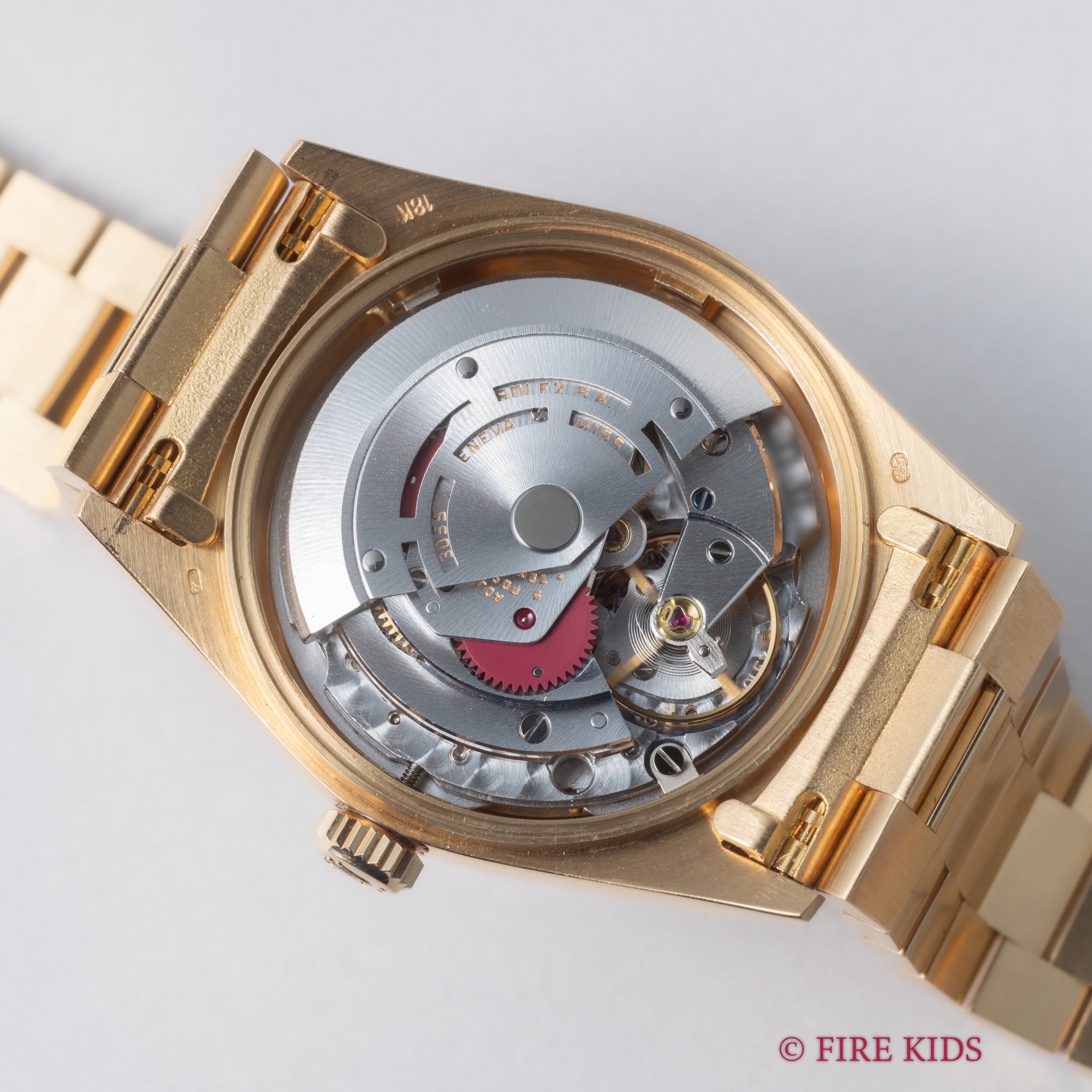 ロレックス デイデイト アンモナイトダイヤル 1986年製 Ref.18038 純正18KYGブレス ギャラ付き