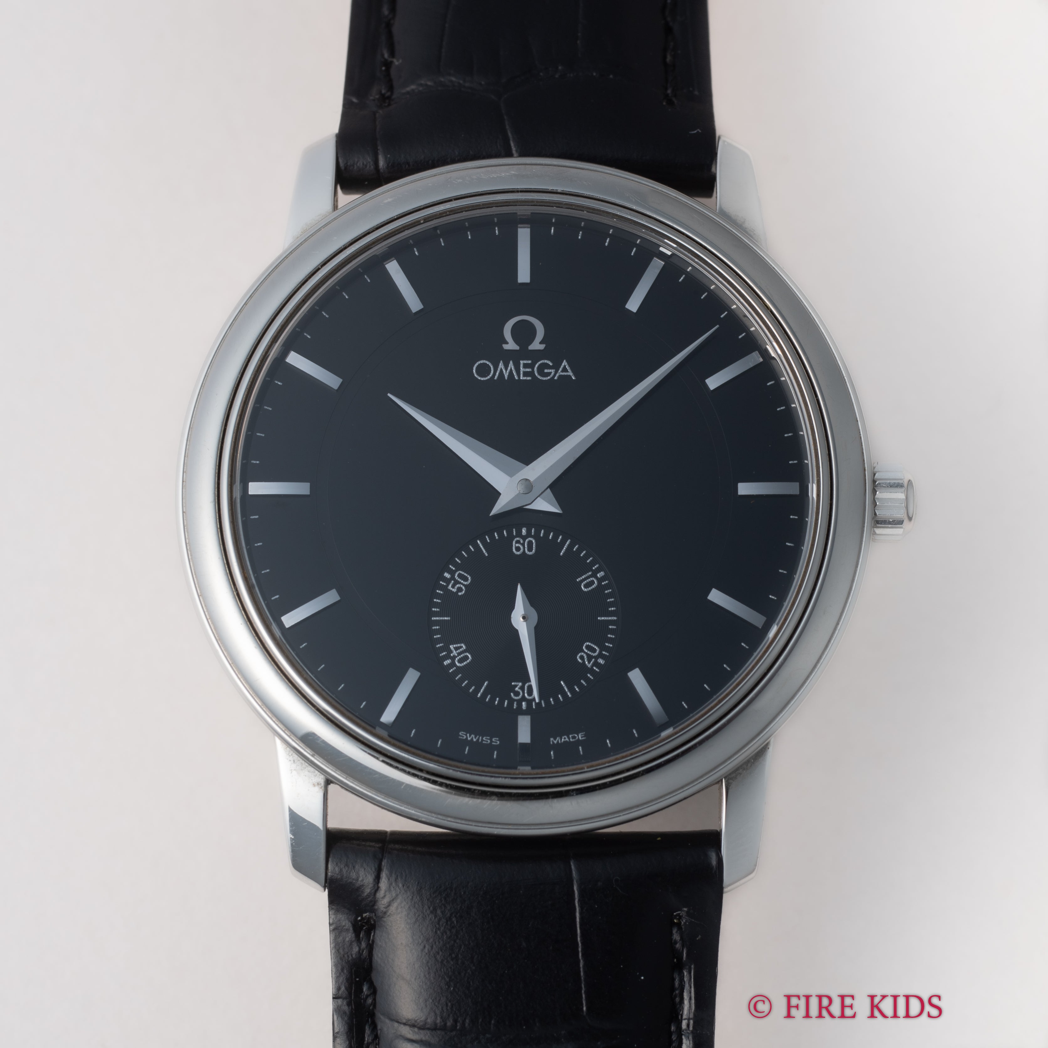 オメガ デ・ヴィル プレステージ ブラックダイヤル 手巻き 1993年製 純正尾錠付き