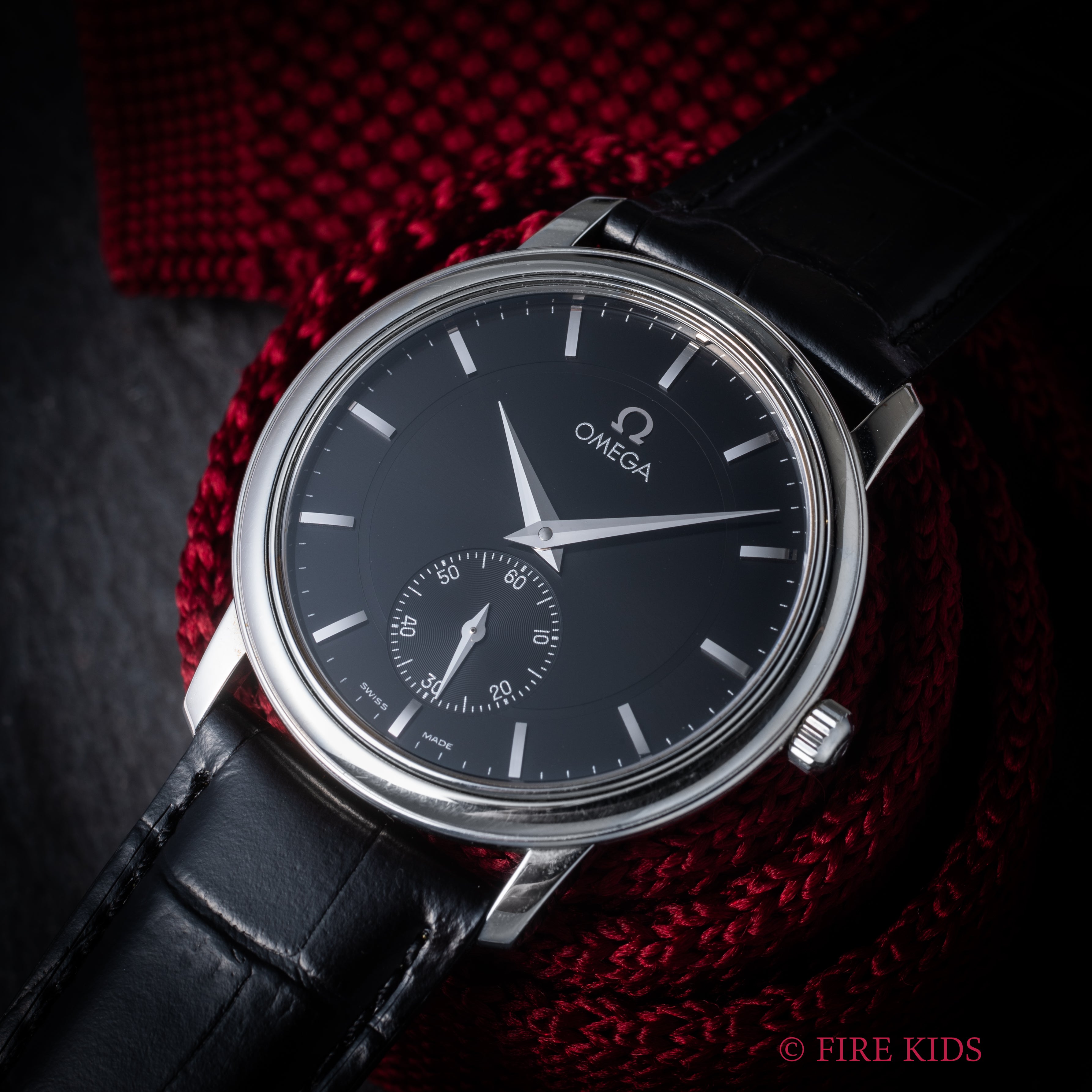 オメガ デ・ヴィル プレステージ ブラックダイヤル 手巻き 1993年製 純正尾錠付き