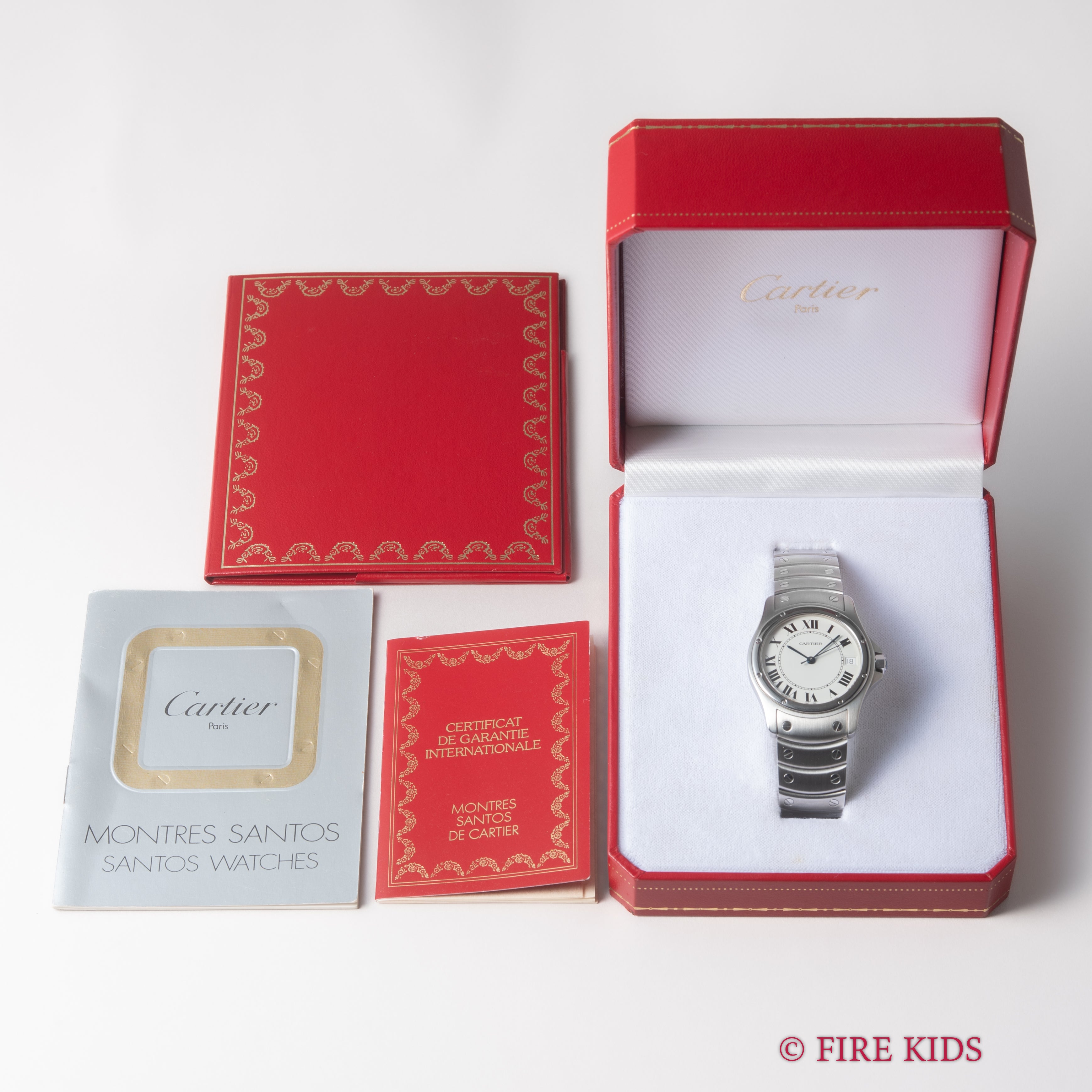 カルティエ 1990年代製 サントス ロンド ステンレス LM オートマチック 箱、ギャラ付き