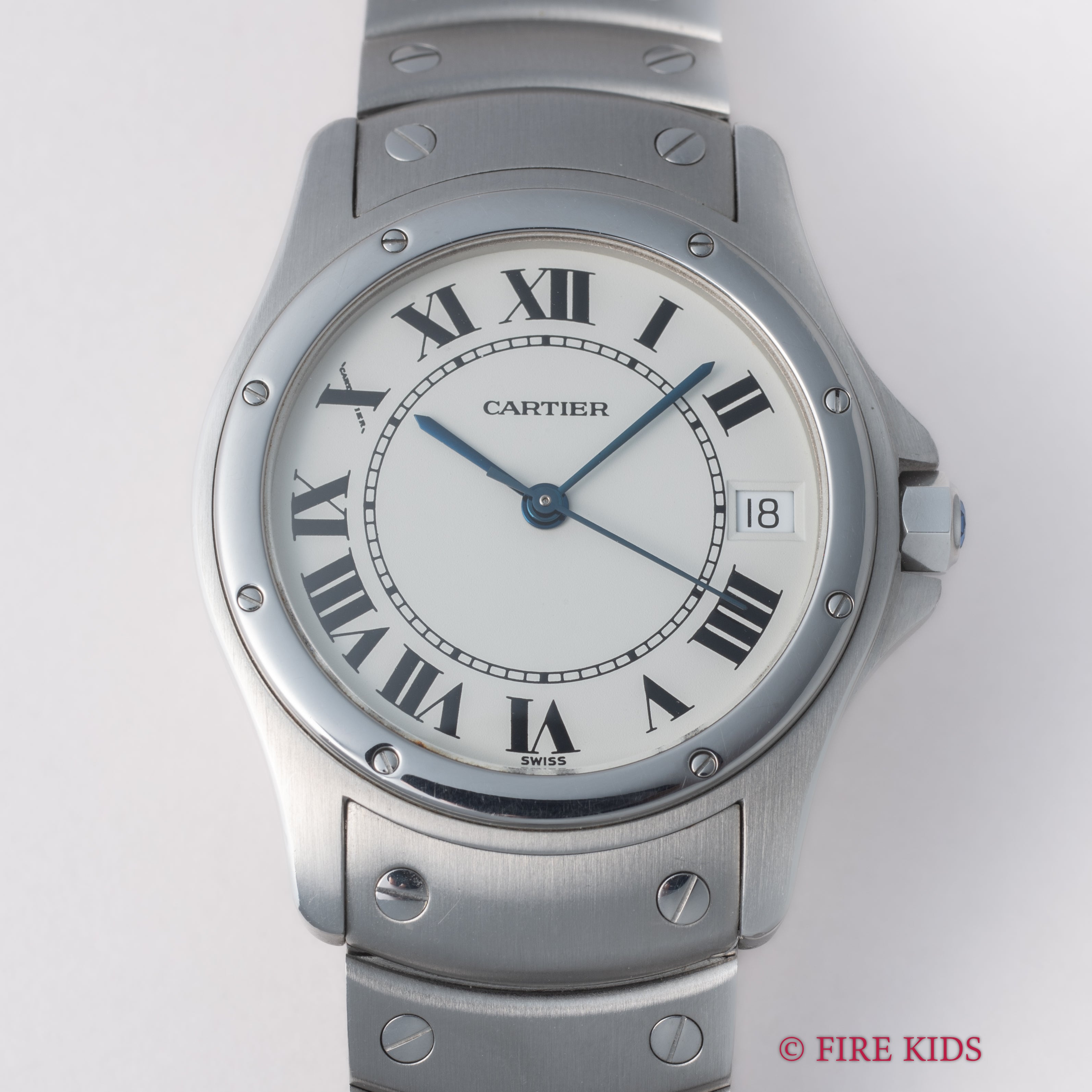 カルティエ 1990年代製 サントス ロンド ステンレス LM オートマチック 箱、ギャラ付き