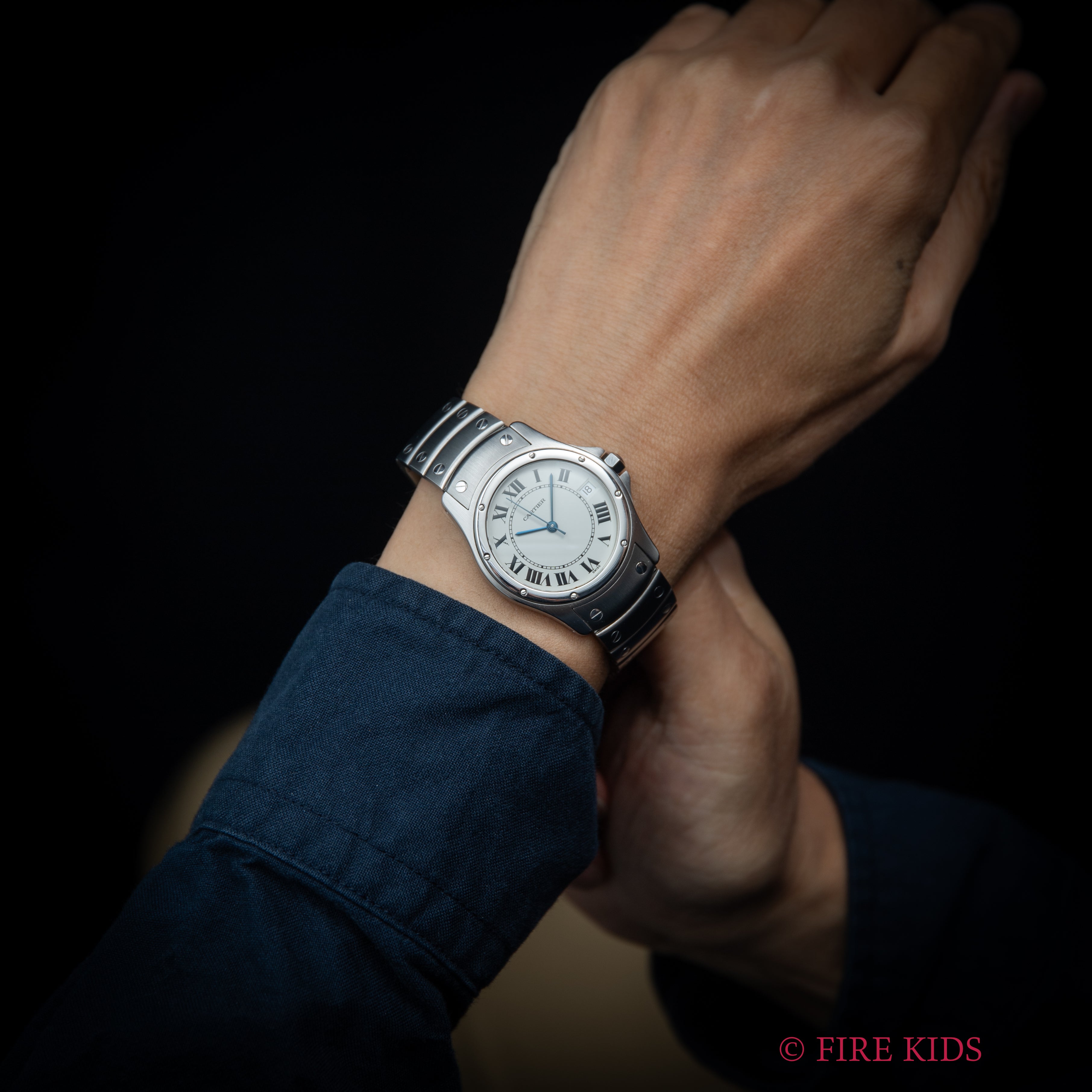 カルティエ 1990年代製 サントス ロンド ステンレス LM オートマチック 箱、ギャラ付き