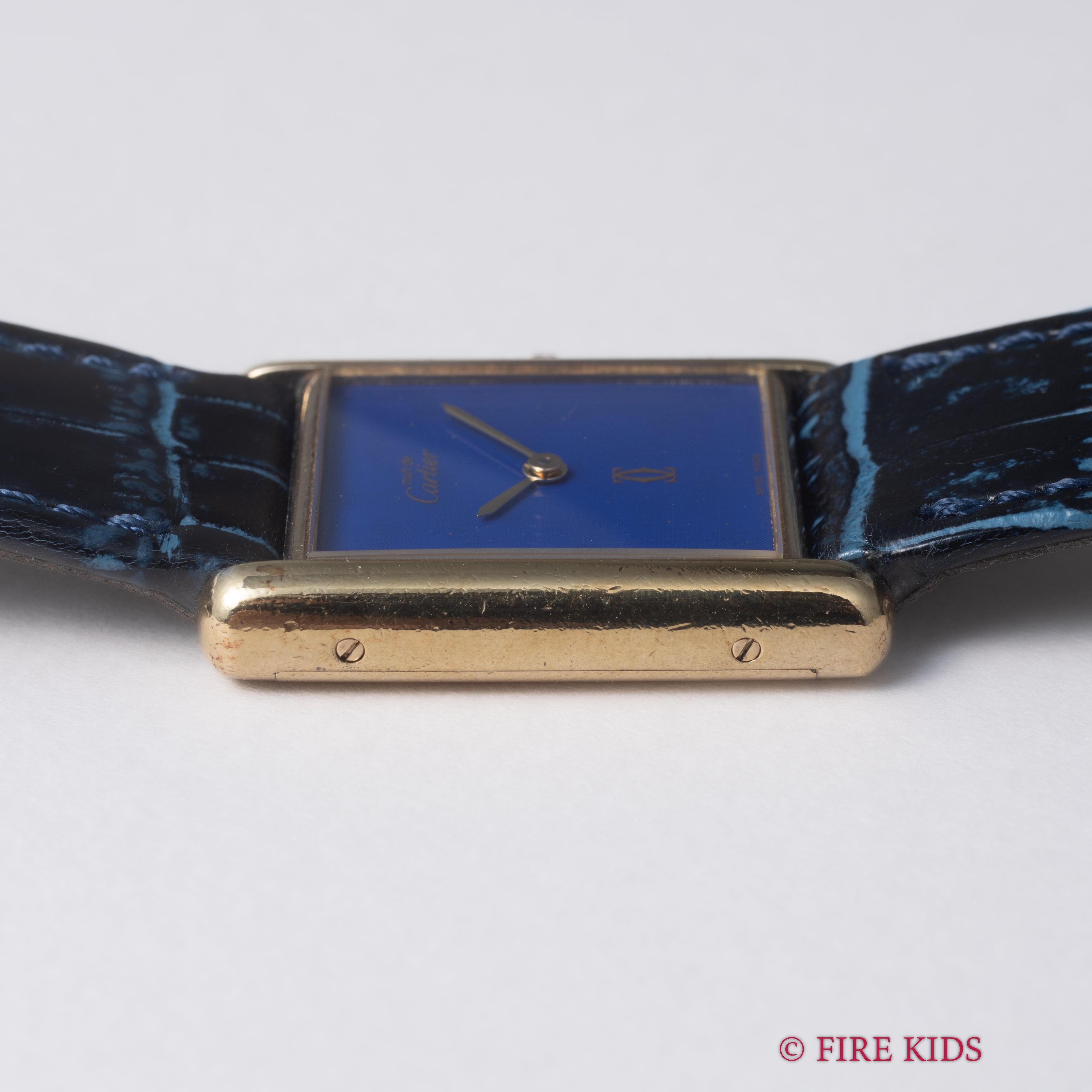 カルティエ マストタンク 1980年代製 LMサイズ 手巻き ラピスラズリダイヤル 箱、修理明細付き