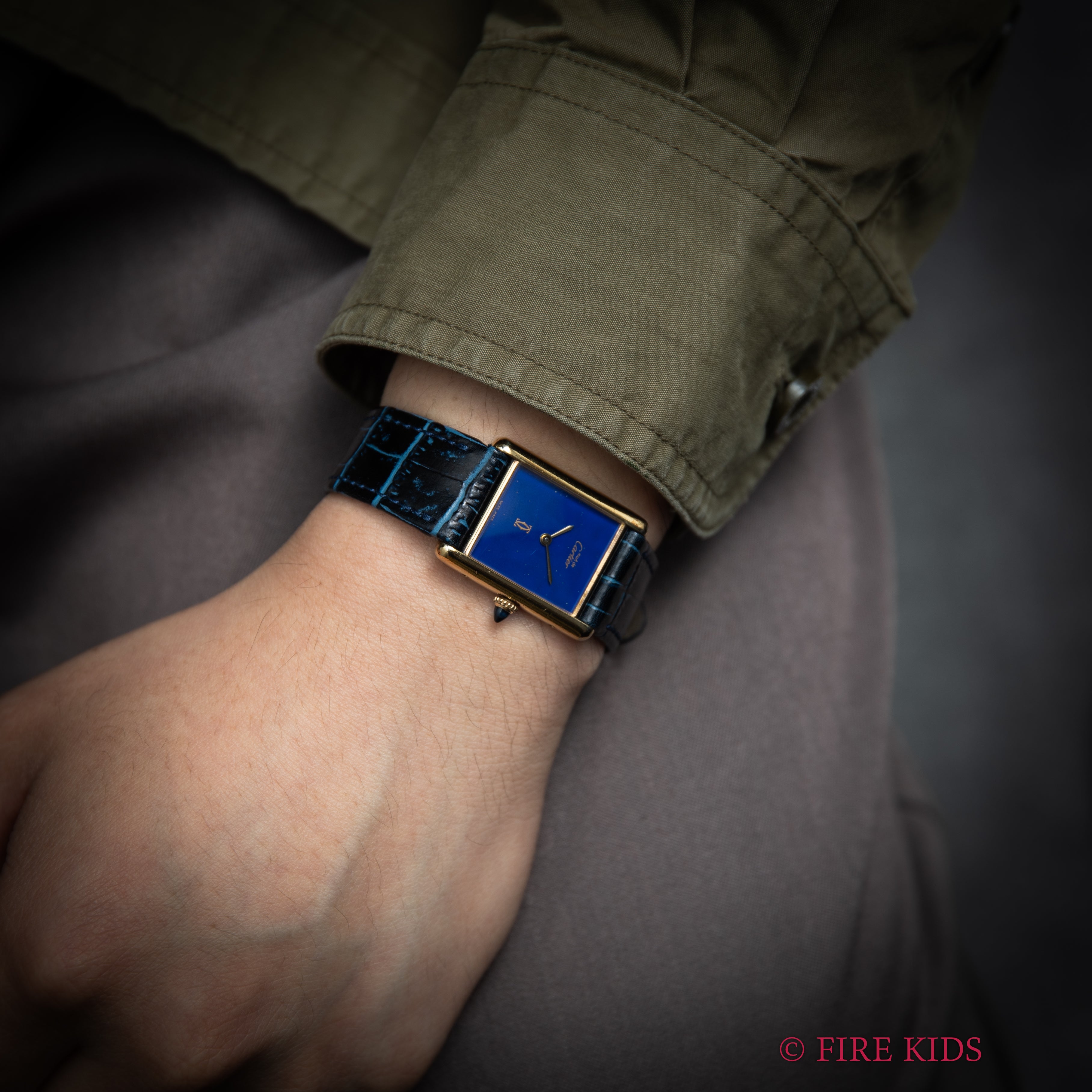 カルティエ マストタンク 1980年代製 LMサイズ 手巻き ラピスラズリダイヤル 箱、修理明細付き