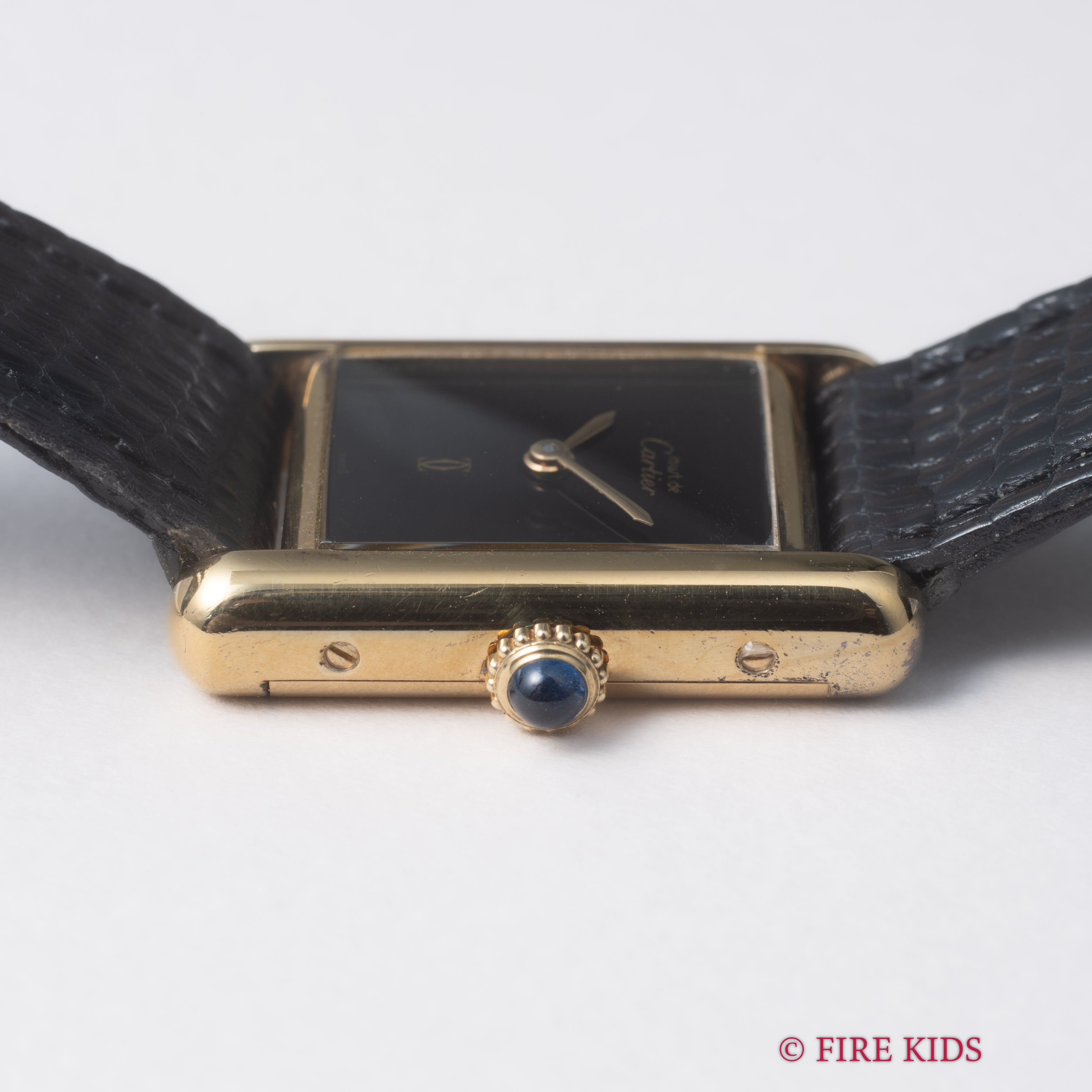 カルティエ マストタンク 1980年代製 SMサイズ 手巻 ブラックダイヤル 純正尾錠 箱、ギャラ、冊子付