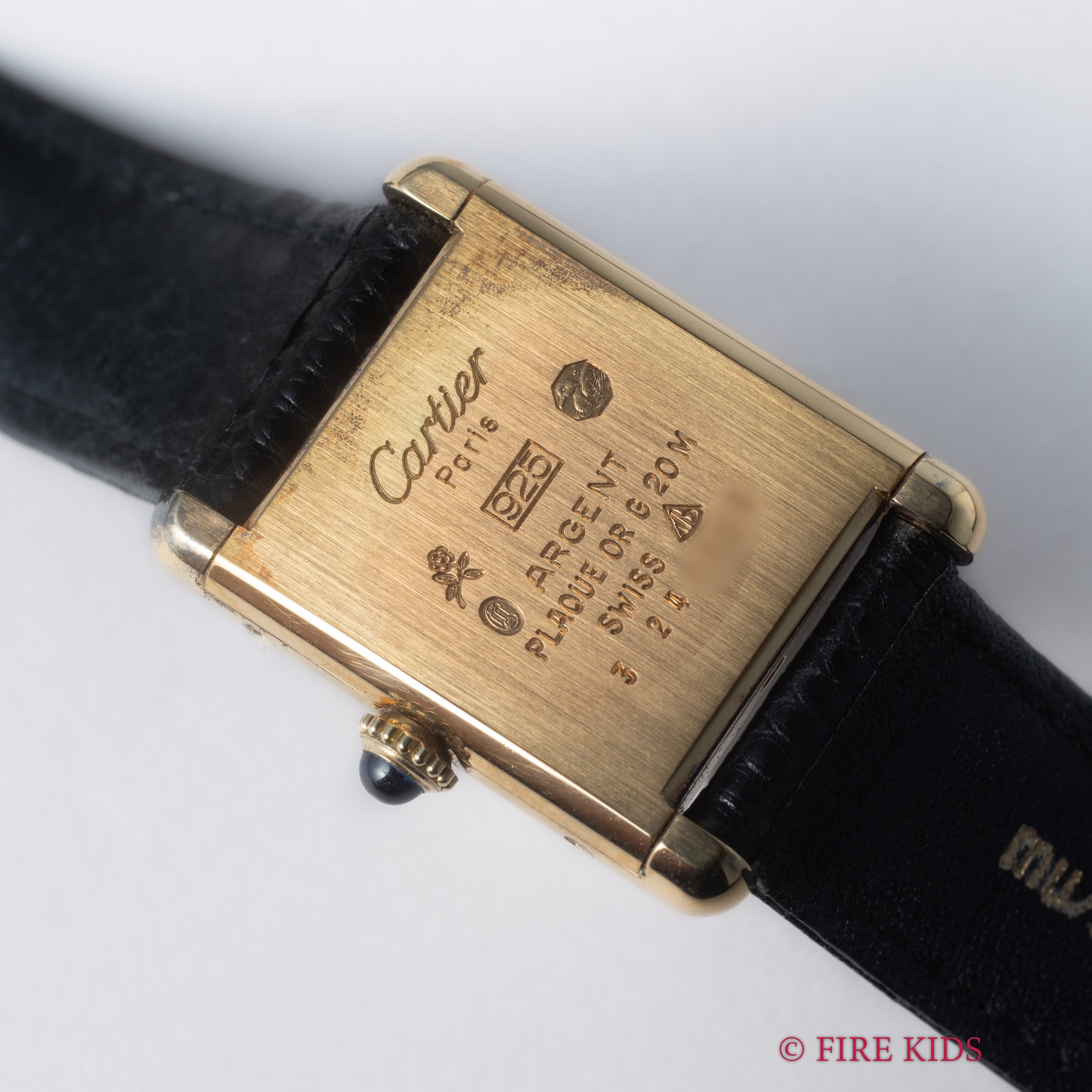 カルティエ マストタンク 1980年代製 SMサイズ 手巻 ブラックダイヤル 純正尾錠 箱、ギャラ、冊子付