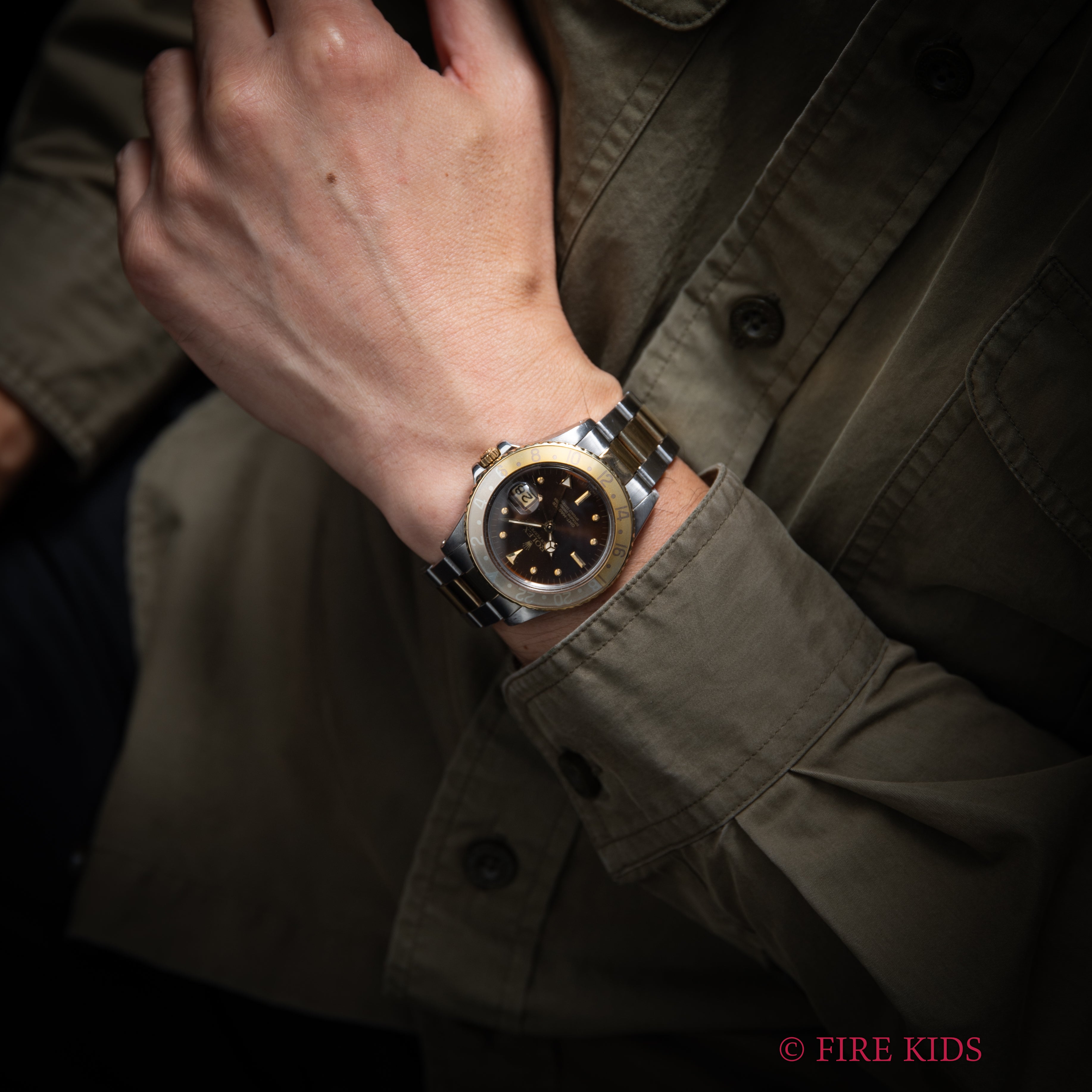 ロレックス 1979年製GMTマスター コンビ 茶ツボ Ref.16753 ルートビア 3連コンビオイスターブレス