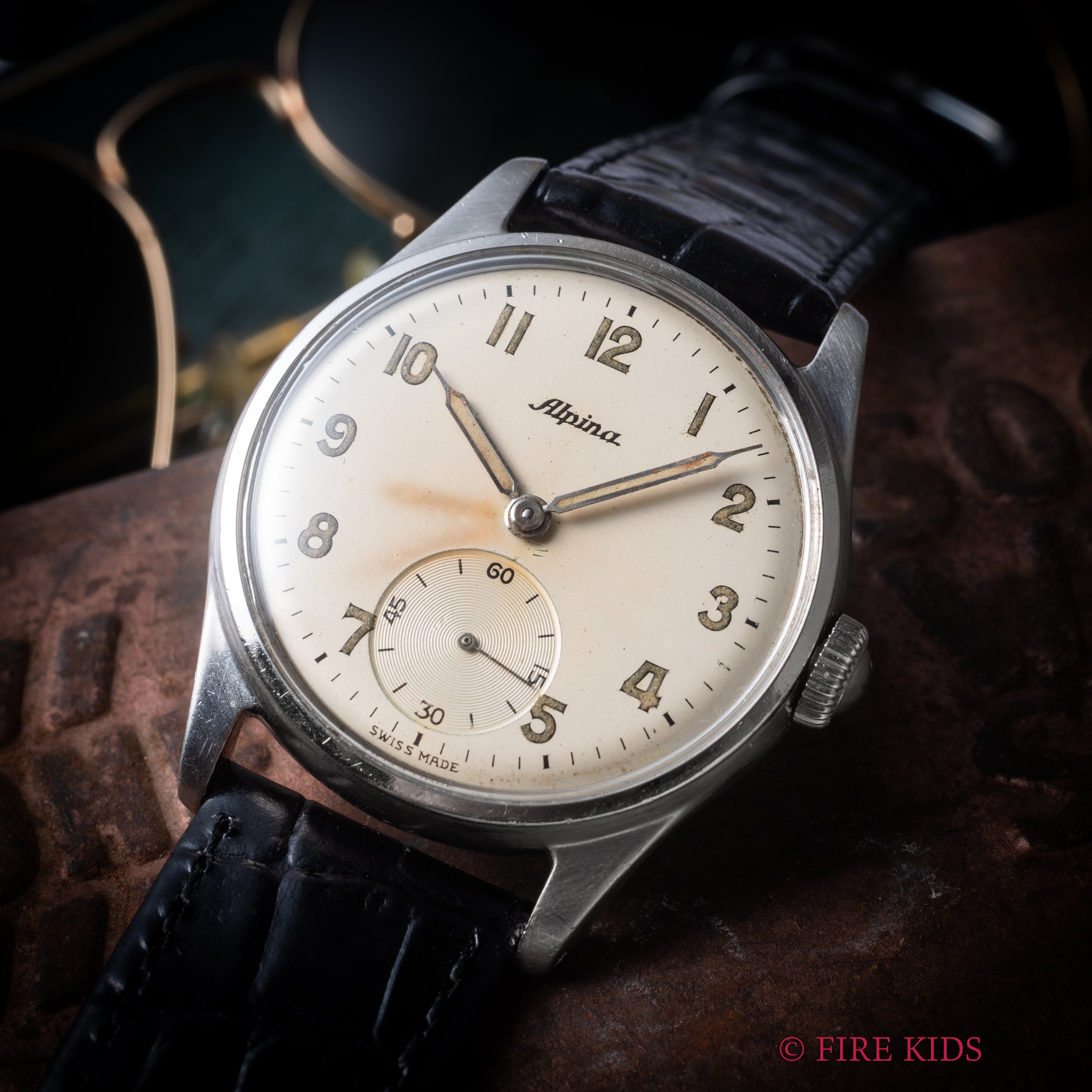 アルピナ FBケース 1940年代製 手巻き Cal.592 全アラビアダイヤル スモールセコンド