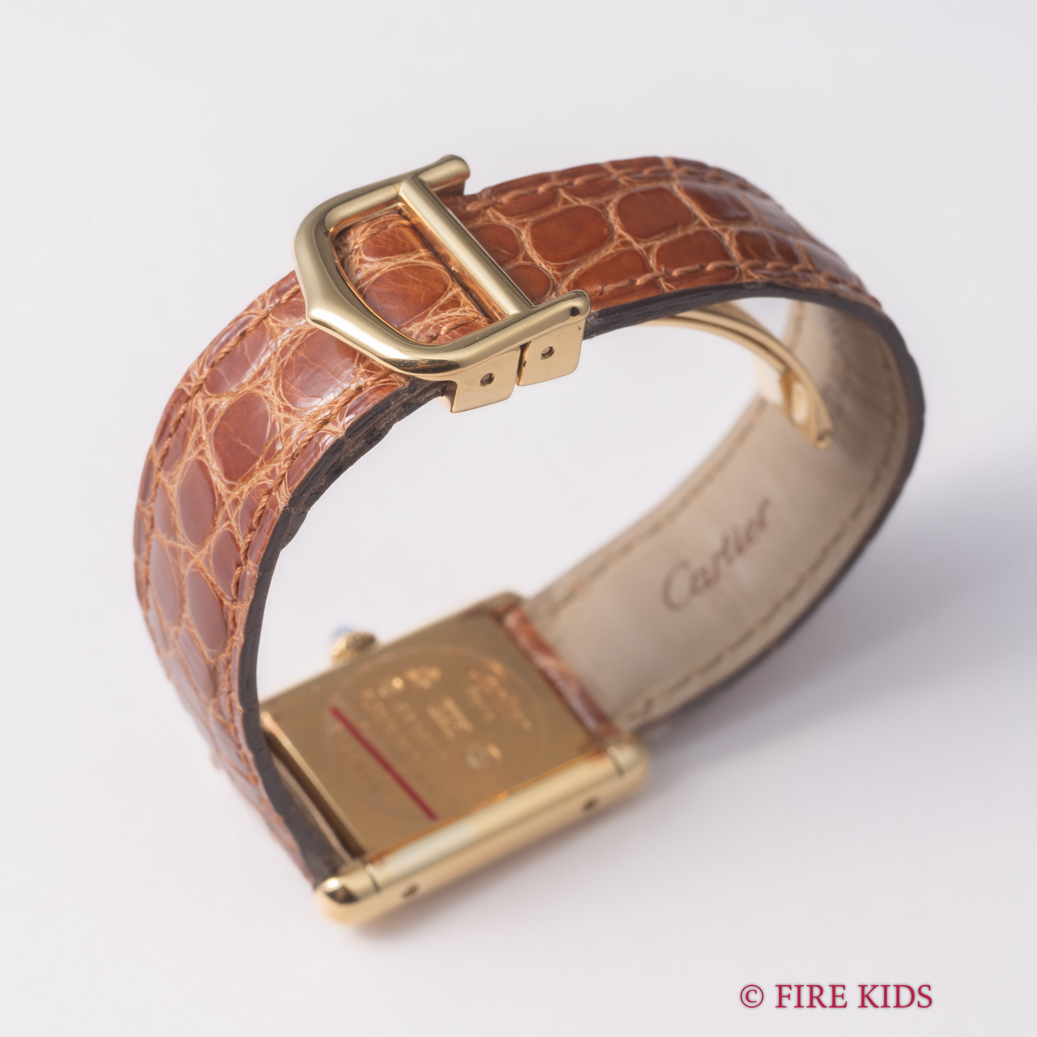 カルティエ マストタンク 1980年代製 SMサイズ 手巻き ボルドーダイヤル 純正革ベルト、純正Dバックル付き