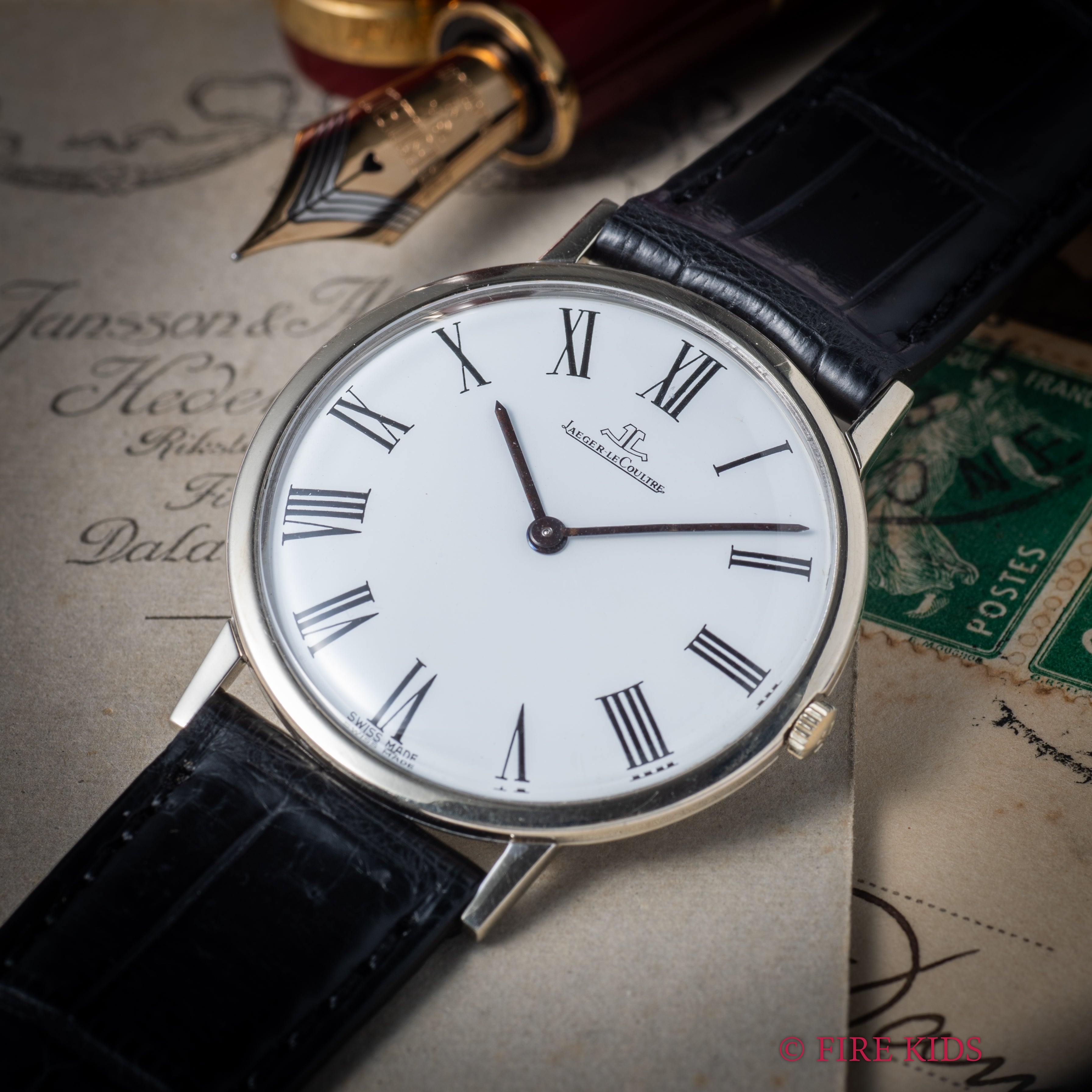 ジャガー・ルクルト 18金無垢ホワイトゴールドウルトラシン 1970年代製 ホワイトローマンダイヤル 手巻 Cal.P838