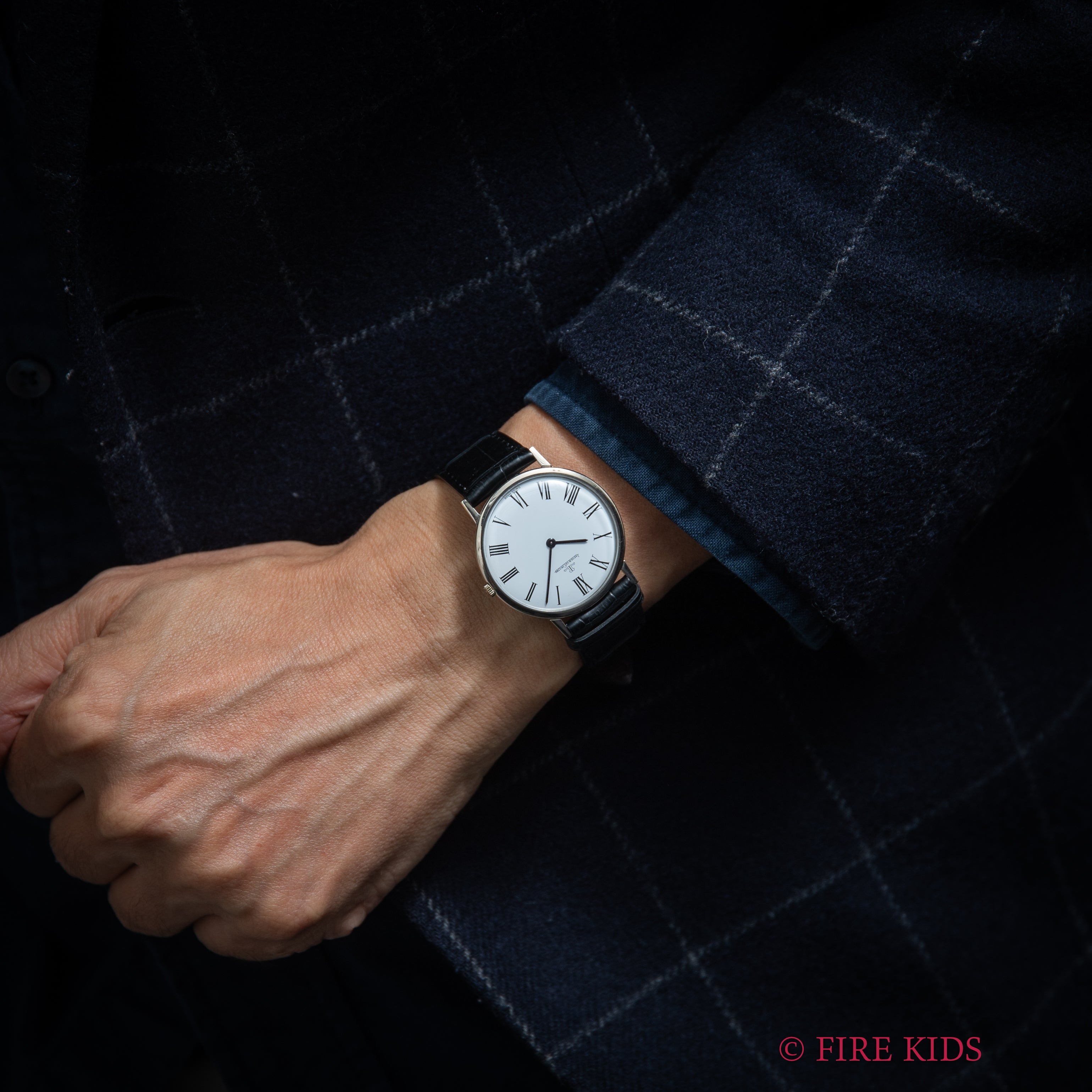 ジャガー・ルクルト 18金無垢ホワイトゴールドウルトラシン 1970年代製 ホワイトローマンダイヤル 手巻 Cal.P838