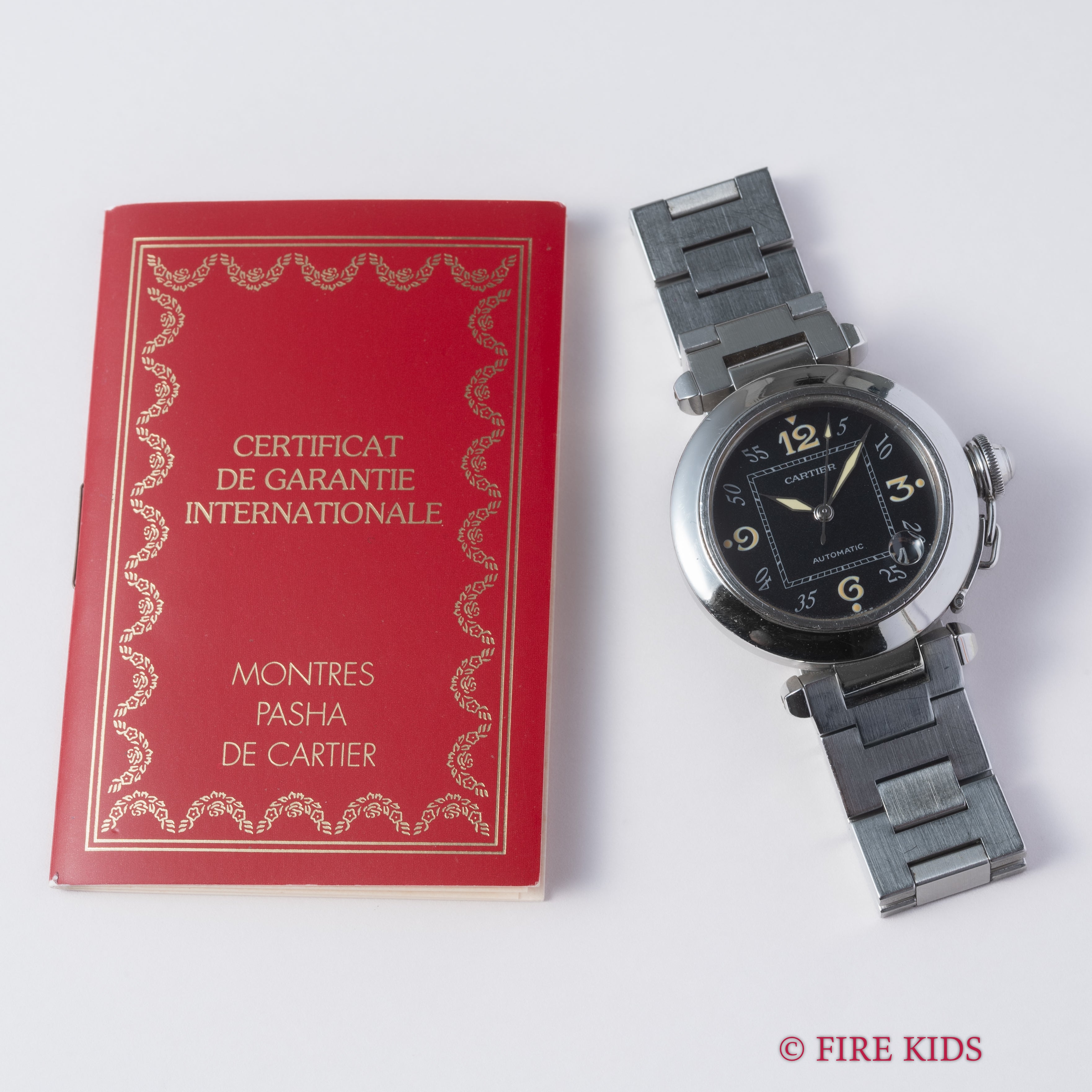 カルティエ パシャC ブラックダイヤル 1999年販売ギャラ付 自動巻 トリチウム夜光