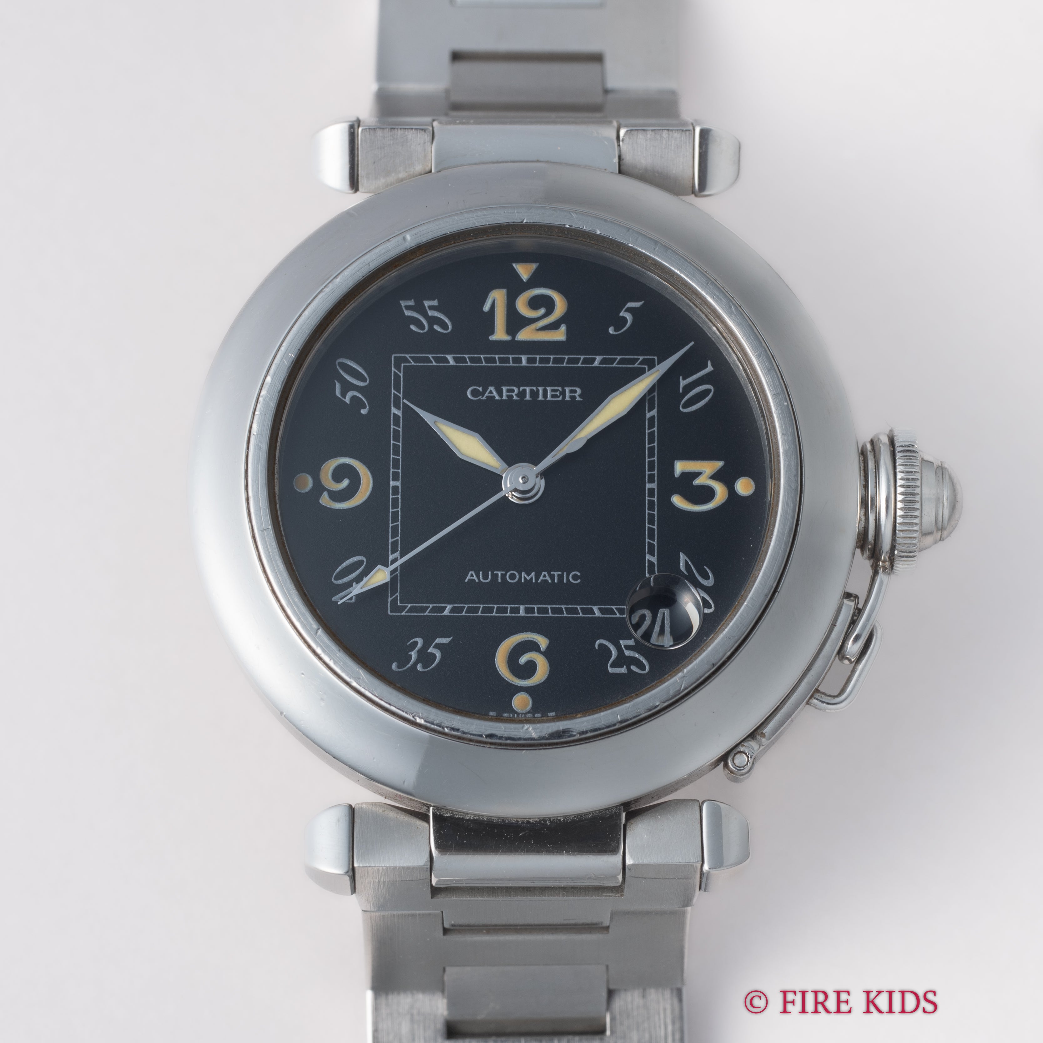 カルティエ パシャC ブラックダイヤル 1999年販売ギャラ付 自動巻 トリチウム夜光