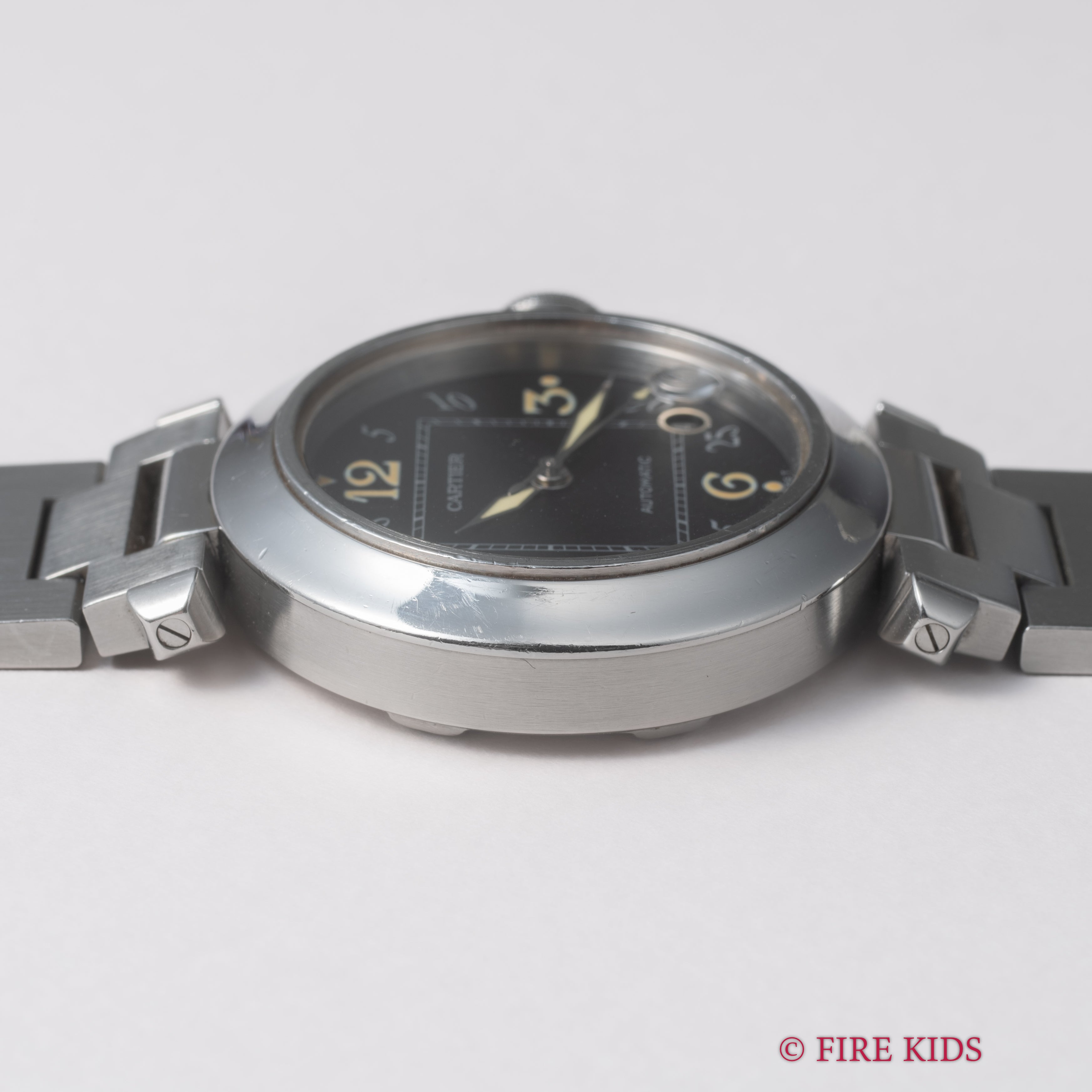 カルティエ パシャC ブラックダイヤル 1999年販売ギャラ付 自動巻 トリチウム夜光