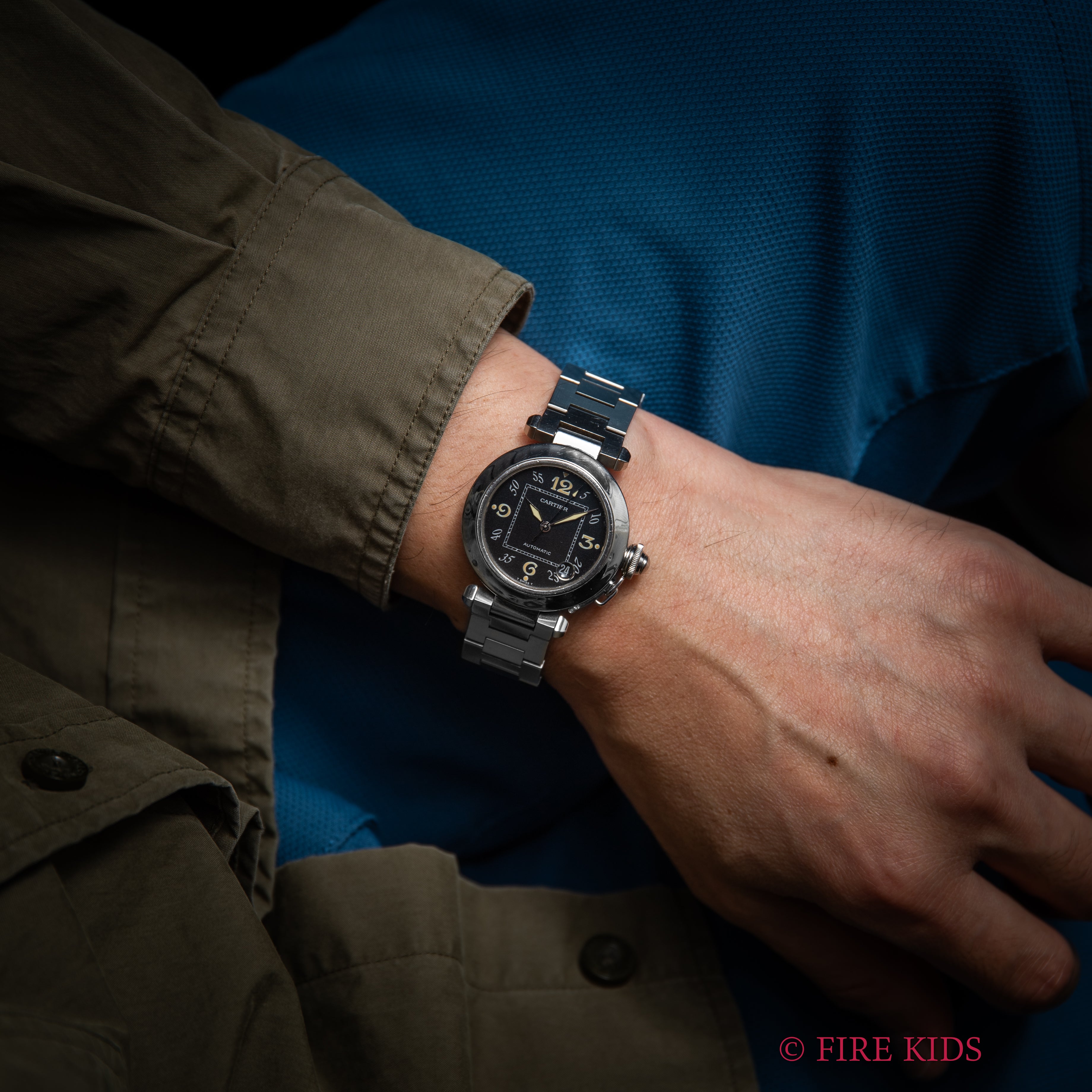 カルティエ パシャC ブラックダイヤル 1999年販売ギャラ付 自動巻 トリチウム夜光