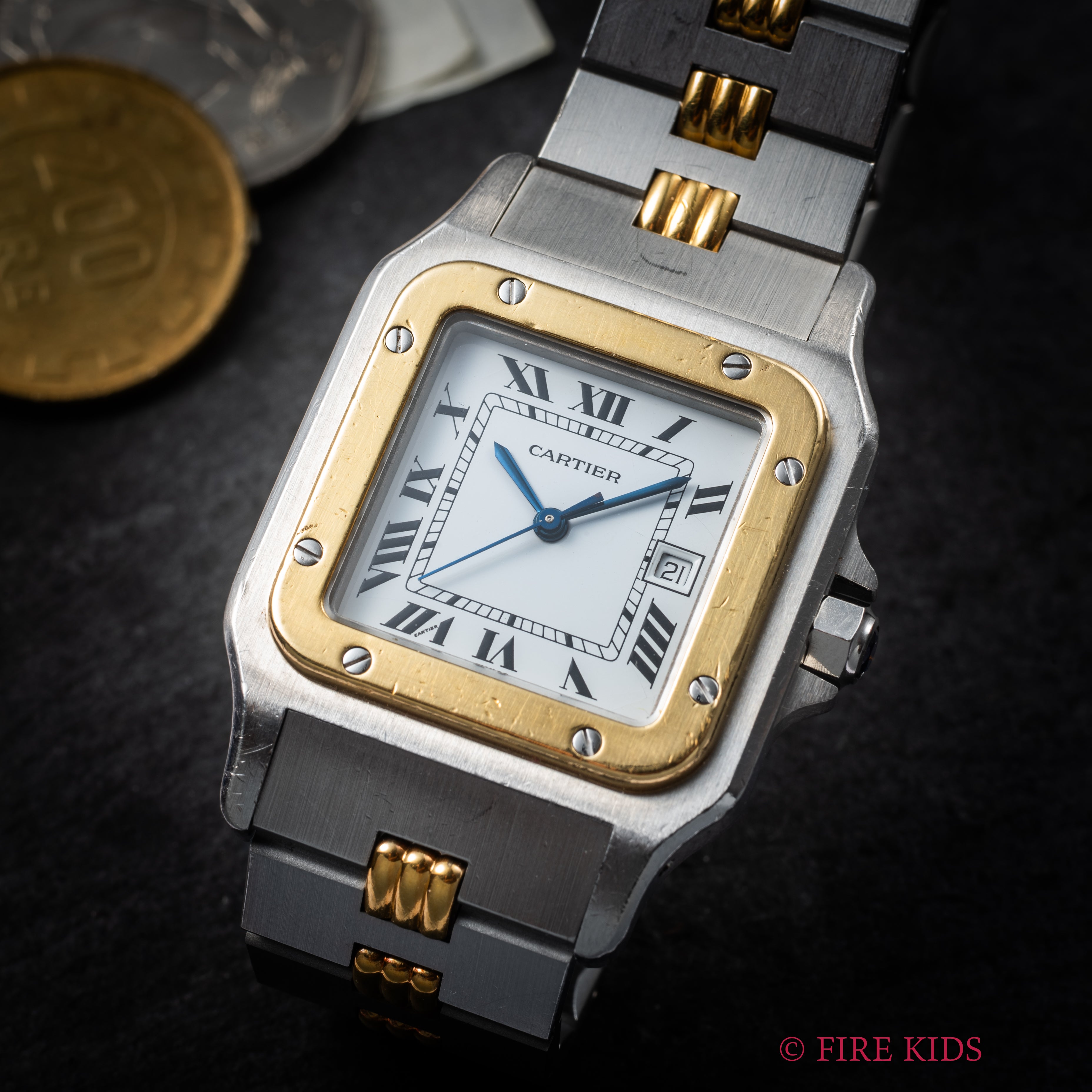 カルティエ サントス LMサイズ コンビ 1980年代製 ゴドロンブレス