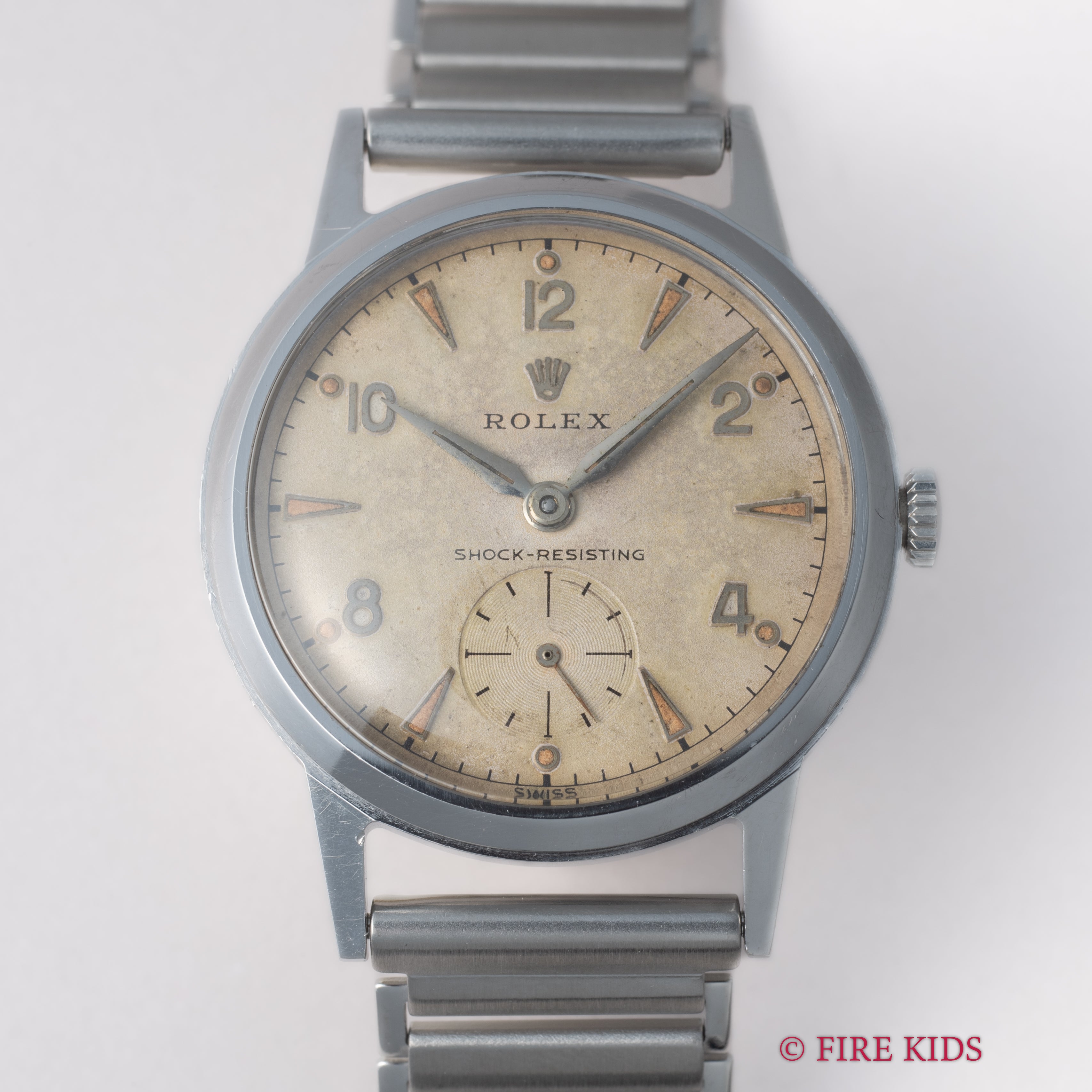 ロレックス デニソンケース 1953刻印 スモールセコンド手巻 Cal.700 Ref.3320 社外バンブーブレス