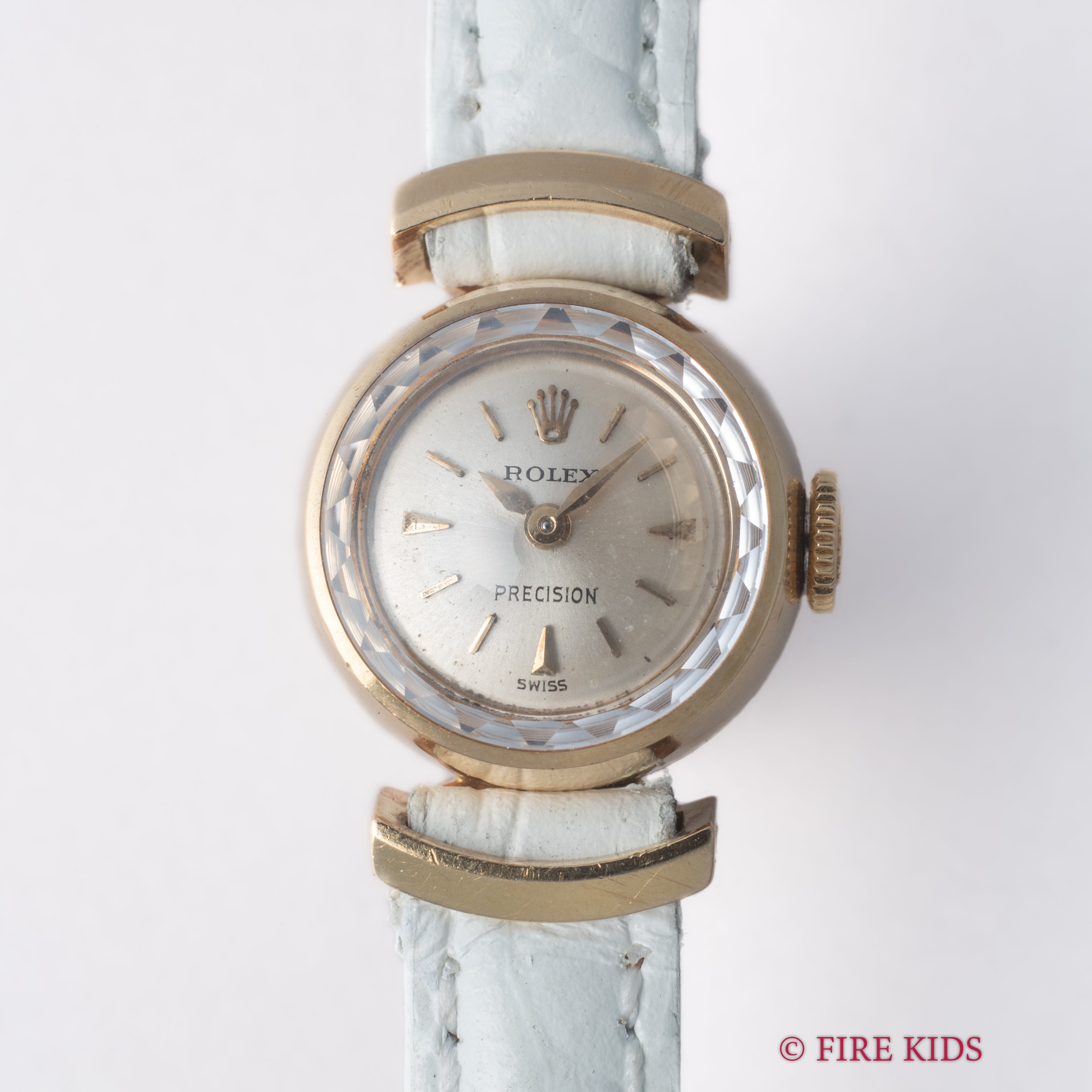 ロレックス 18金無垢レディースドレスウォッチ 1962年製 カットガラス手巻式 18KYG