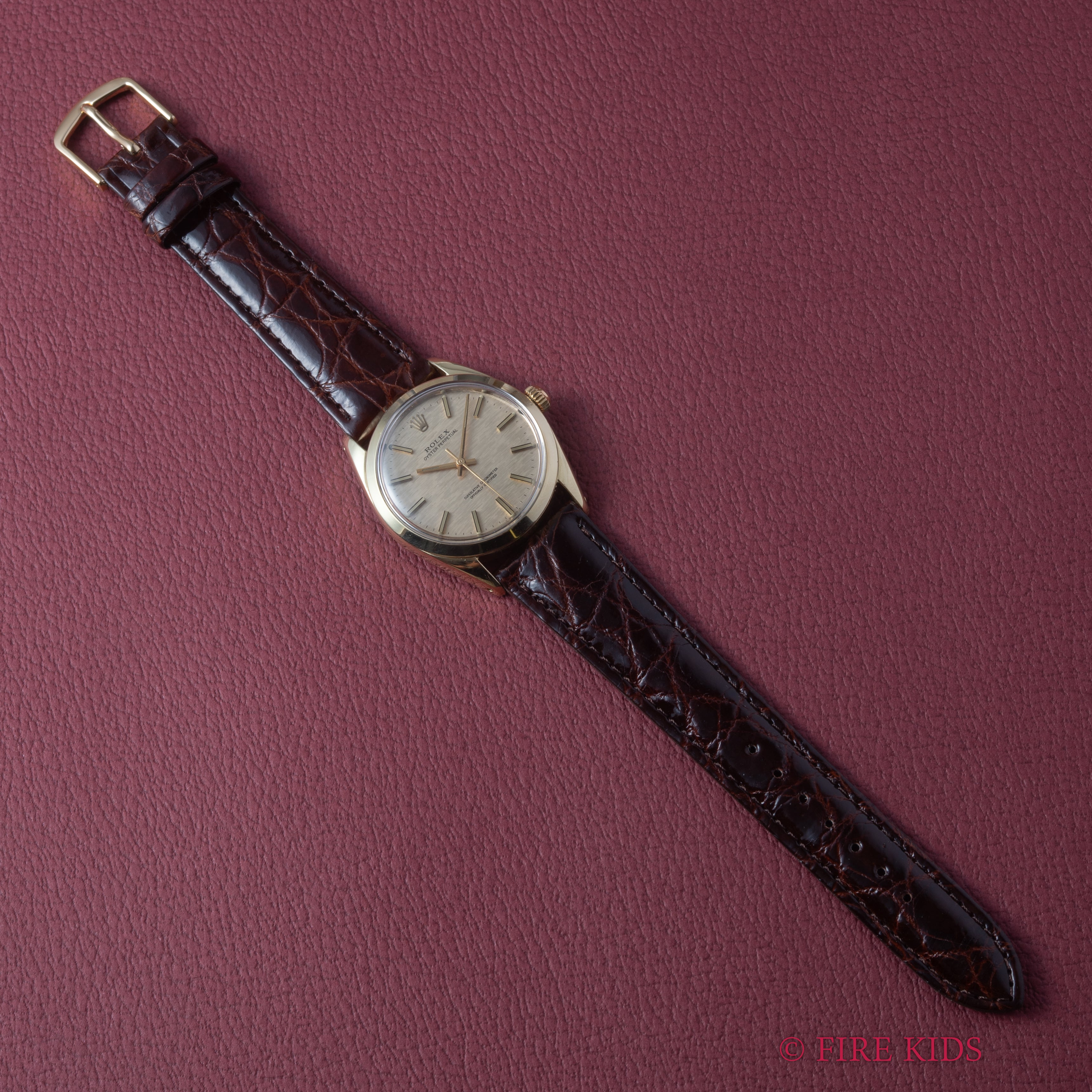 ロレックス 1969年製 オイスターパーペチュアル シャンパンブリックダイヤル トップゴールドケース Ref.1024