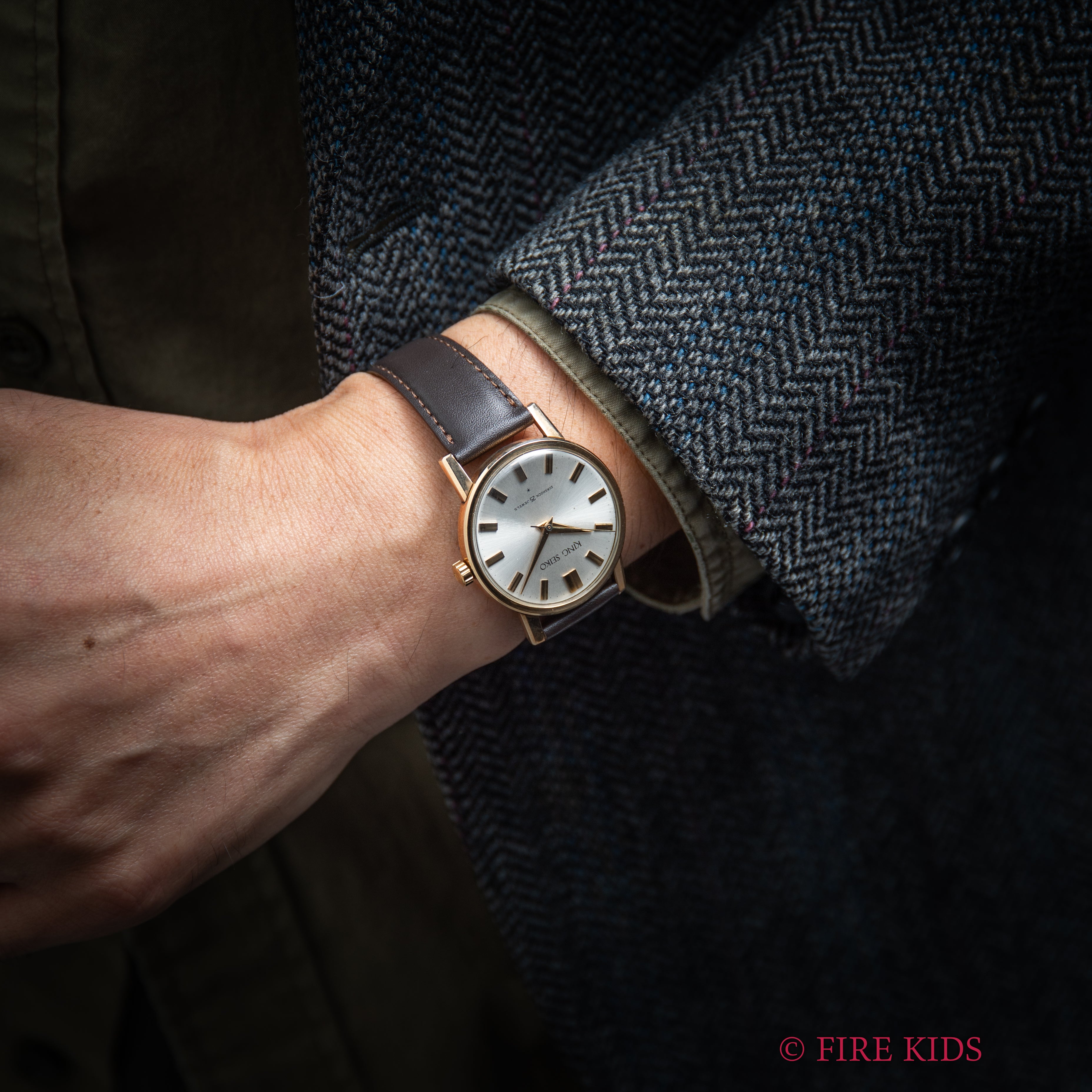 キングセイコーファーストモデル 1963年製 100ミクロン金張り Ref. J14102 KS 純正尾錠付き 未使用品