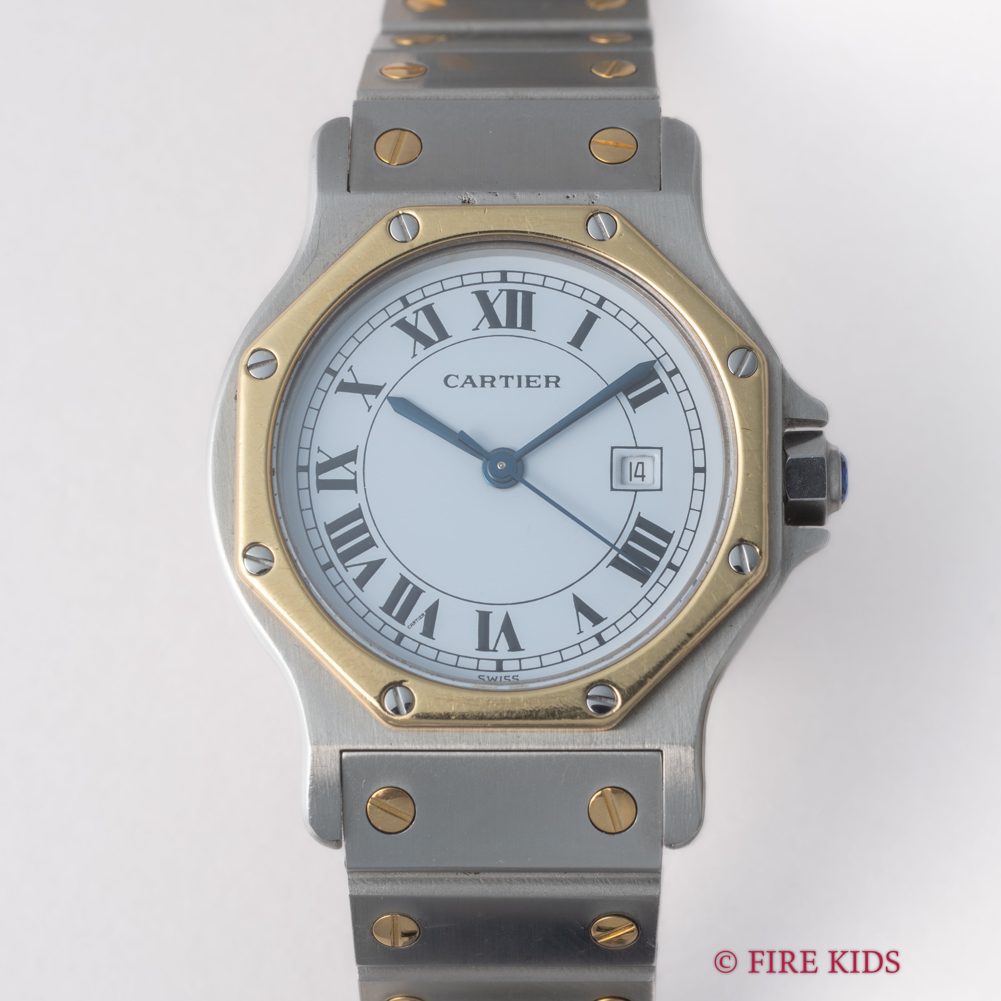 カルティエ サントス オクタゴンLM コンビ ホワイトローマン 1980年代製 自動巻き