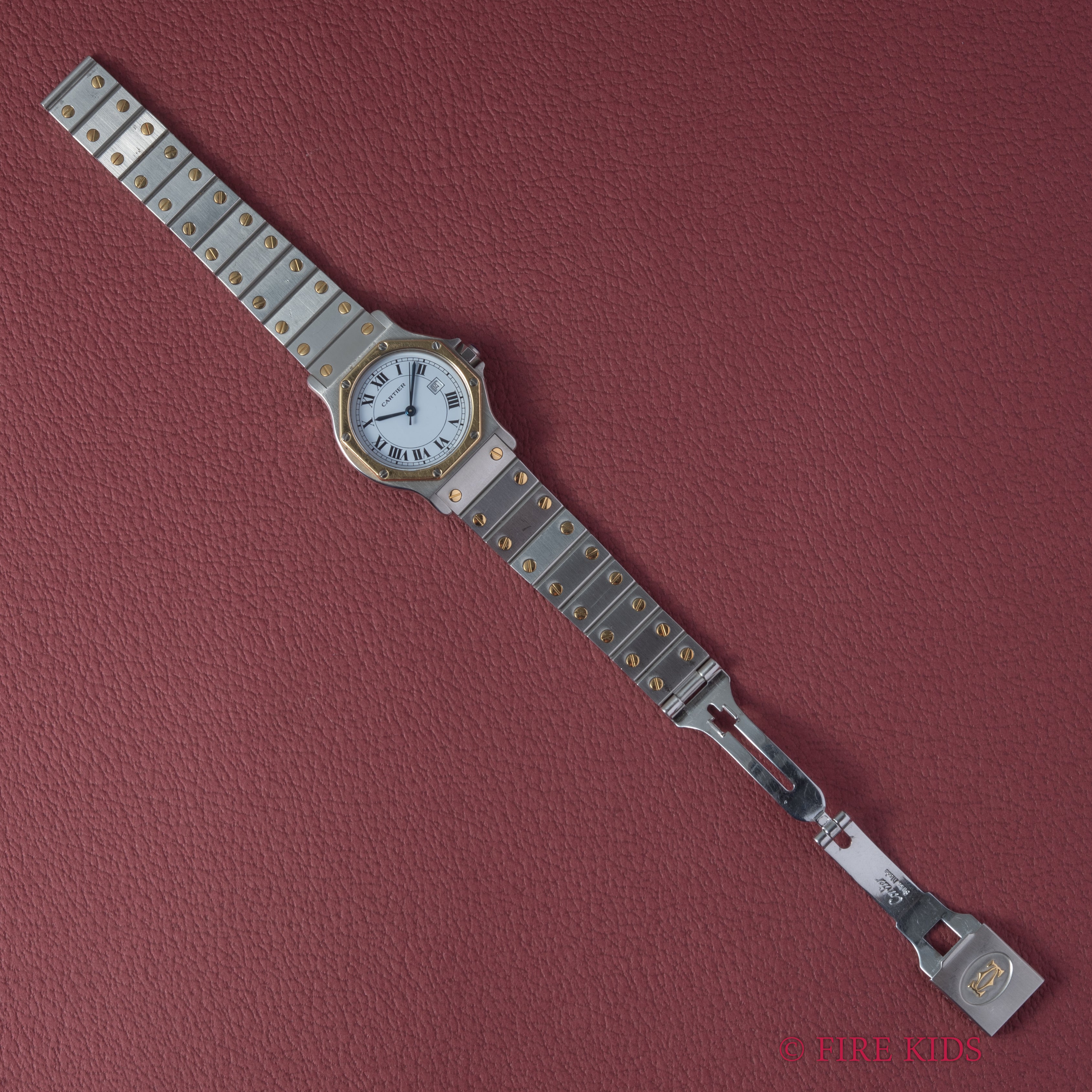 カルティエ サントス オクタゴンLM コンビ ホワイトローマン 1980年代製 自動巻き